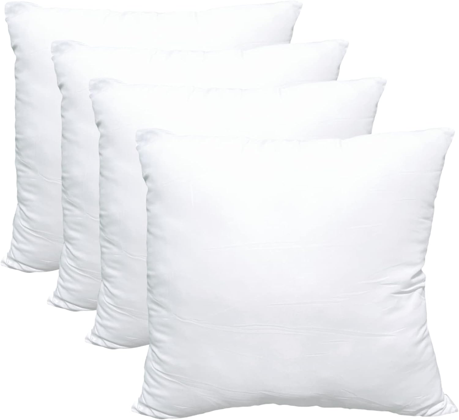 Obruosci Luxury Pillow Inserts, Pack of 4, 16 x 16 inches Hypoallergenic Ultra Soft White Polyester Microfiber Durable Couch Cushion Fillers