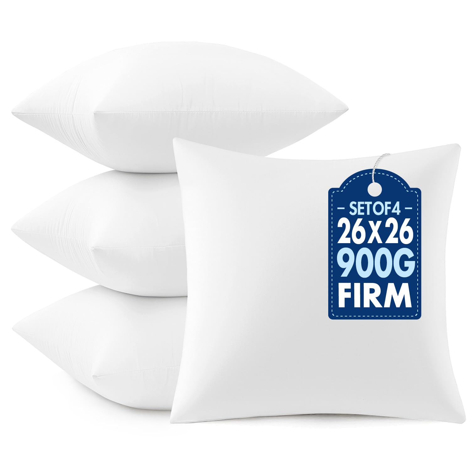 MIULEE Throw Pillows Inserts, Pack of 2 18x18 Inch 100% Virgin Fiber Filling Bed Couch Pillows
