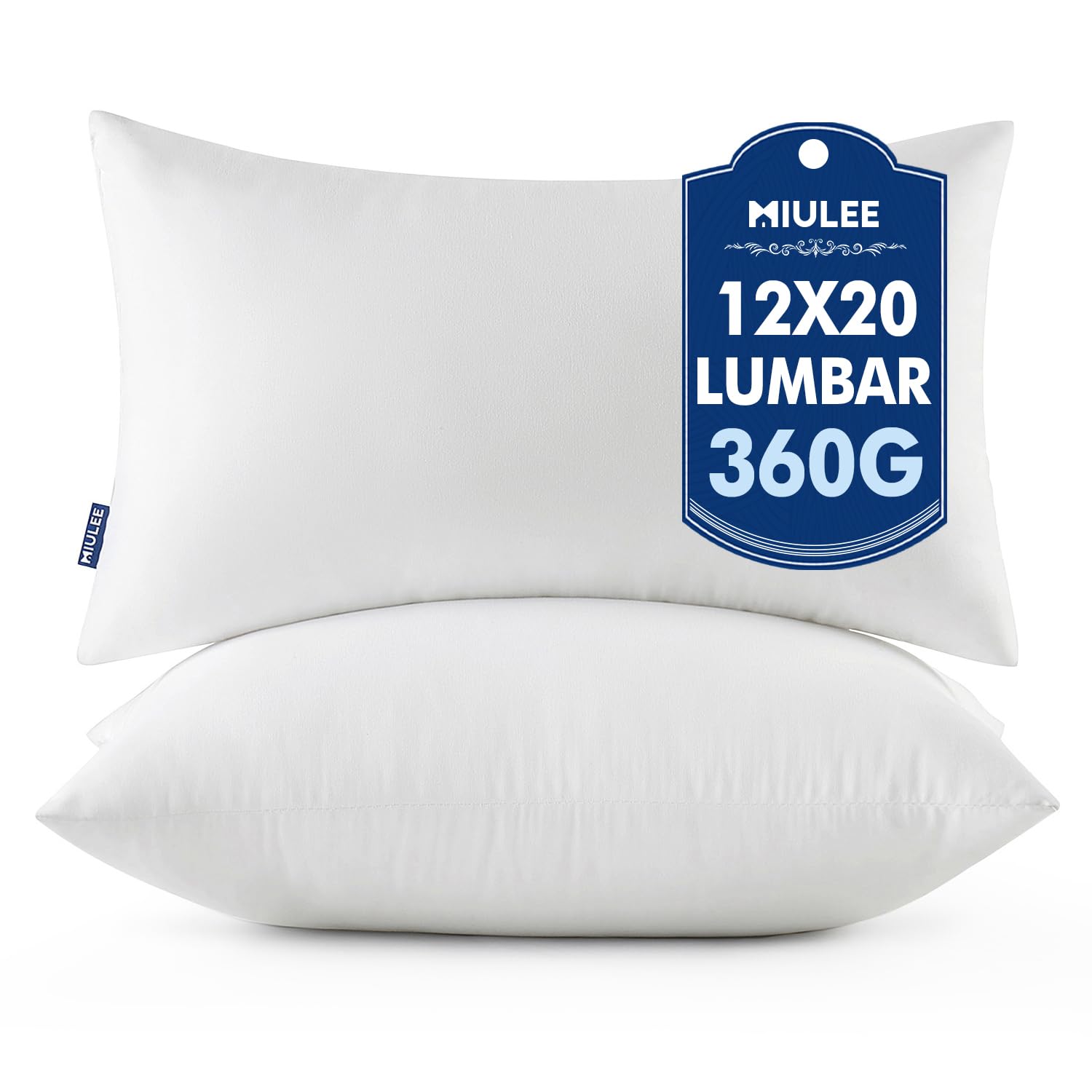 MIULEE Throw Pillows Inserts, Pack of 2 18x18 Inch 100% Virgin Fiber Filling Bed Couch Pillows