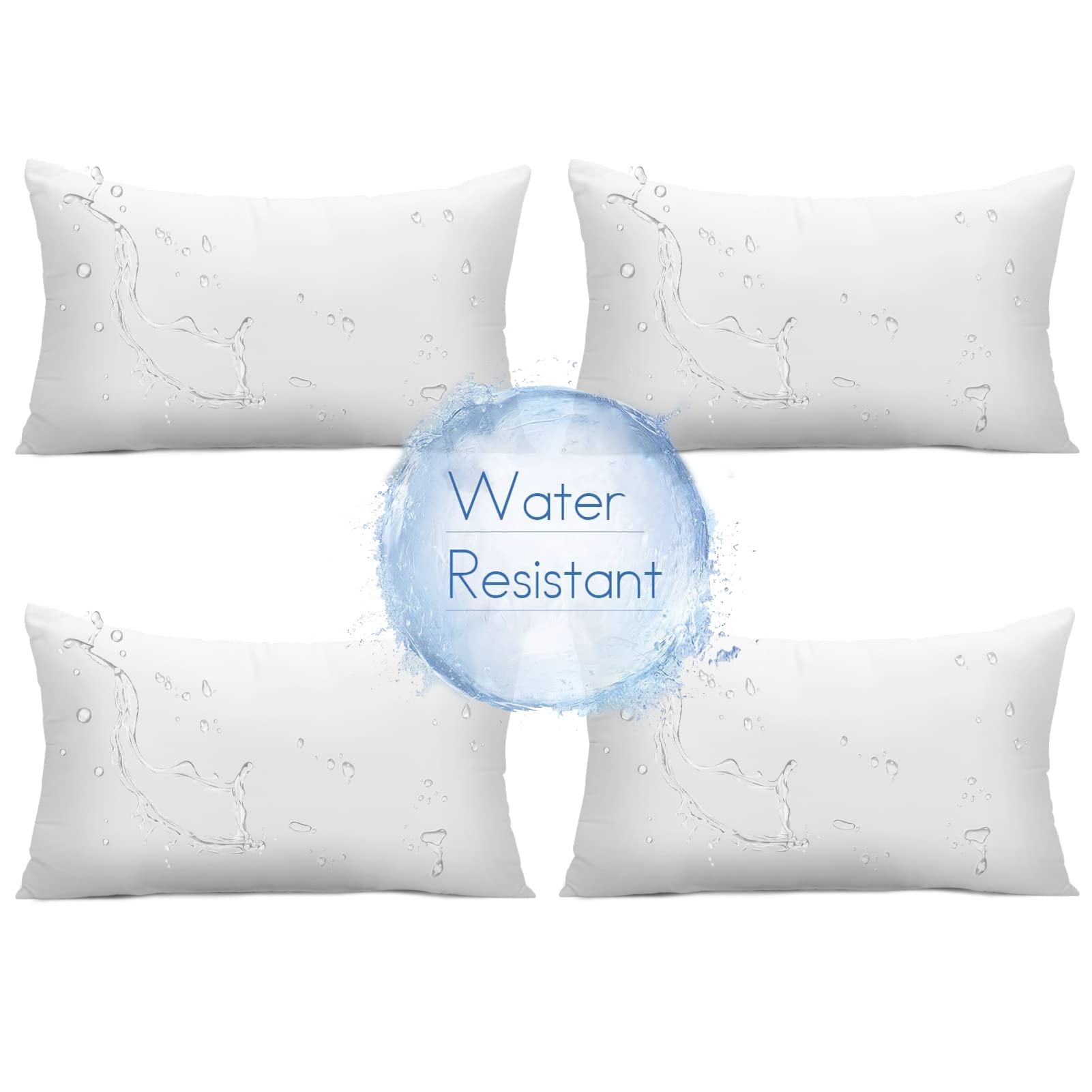 Ashler Outdoor Pillows, 18 x 18 Pillow Inserts Set of 4, Waterproof Throw Pillow Inserts Hypoallergenic for Patio, Water Resistant Indoor Outdoor Decorative