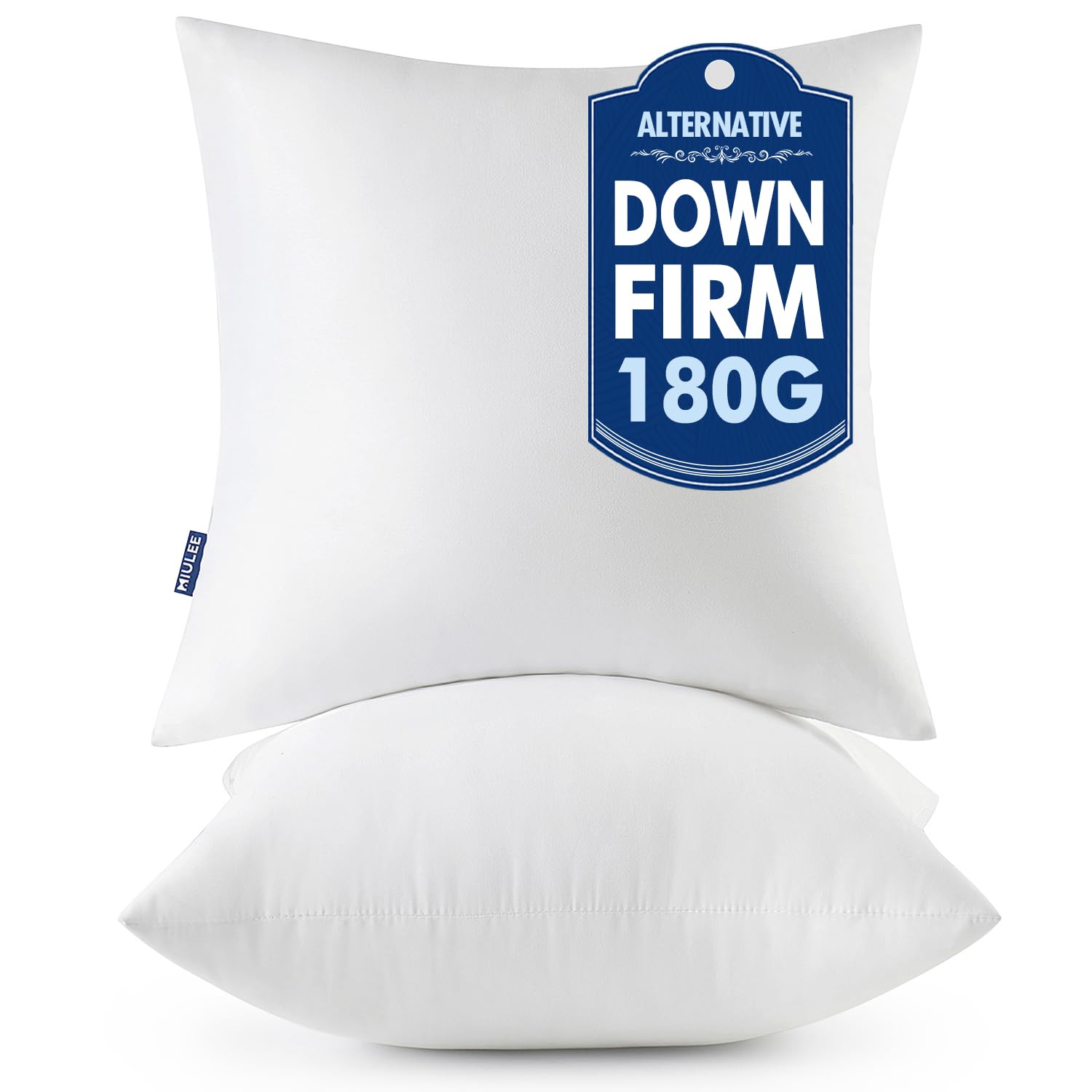 MIULEE Throw Pillows Inserts, Pack of 2 18x18 Inch 100% Virgin Fiber Filling Bed Couch Pillows