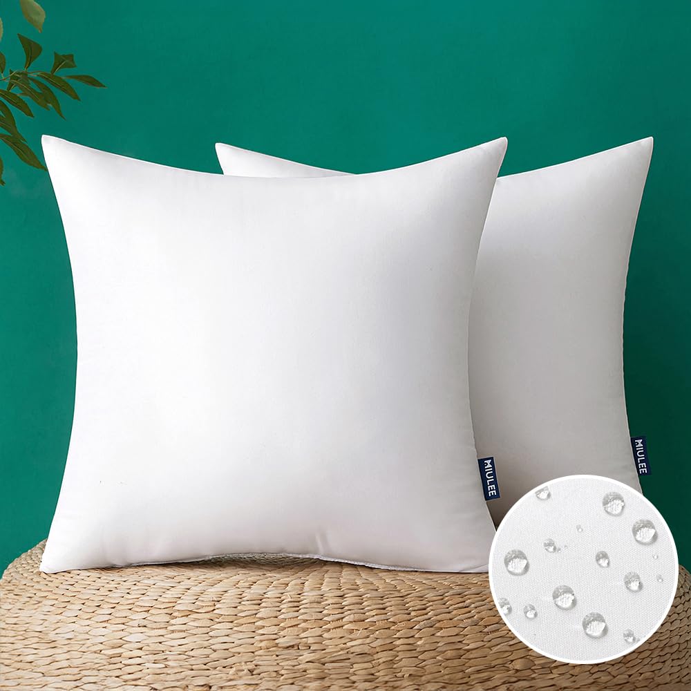 MIULEE Pack of 2 12x20 Inch Outdoor Pillow Inserts Waterproof Decorative Throw Pillow Insert, Rectangle Lumbar Garden Pillow Form for Patio Sofa Couch