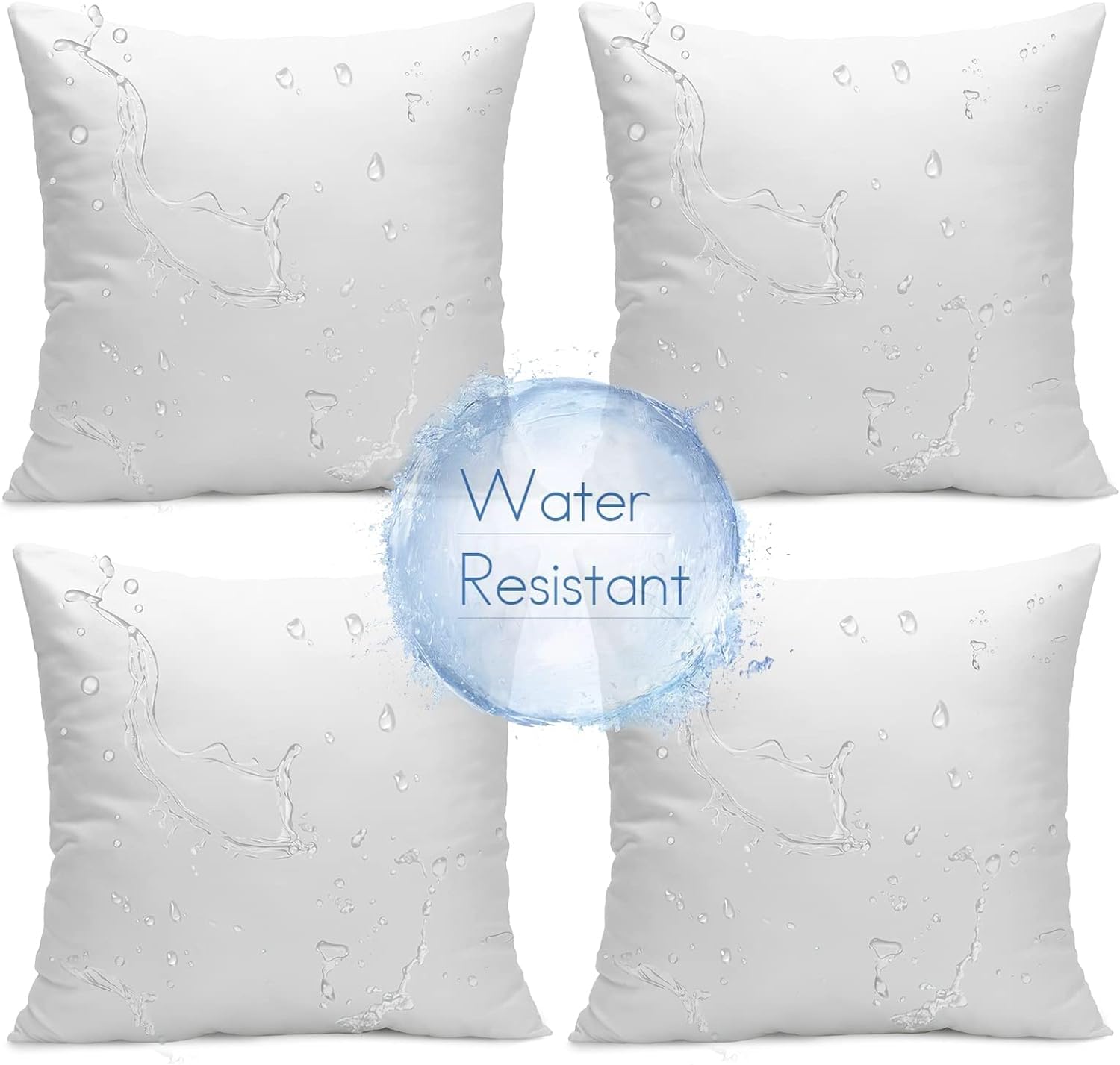 Ashler Outdoor Pillows, 18 x 18 Pillow Inserts Set of 4, Waterproof Throw Pillow Inserts Hypoallergenic for Patio, Water Resistant Indoor Outdoor Decorative