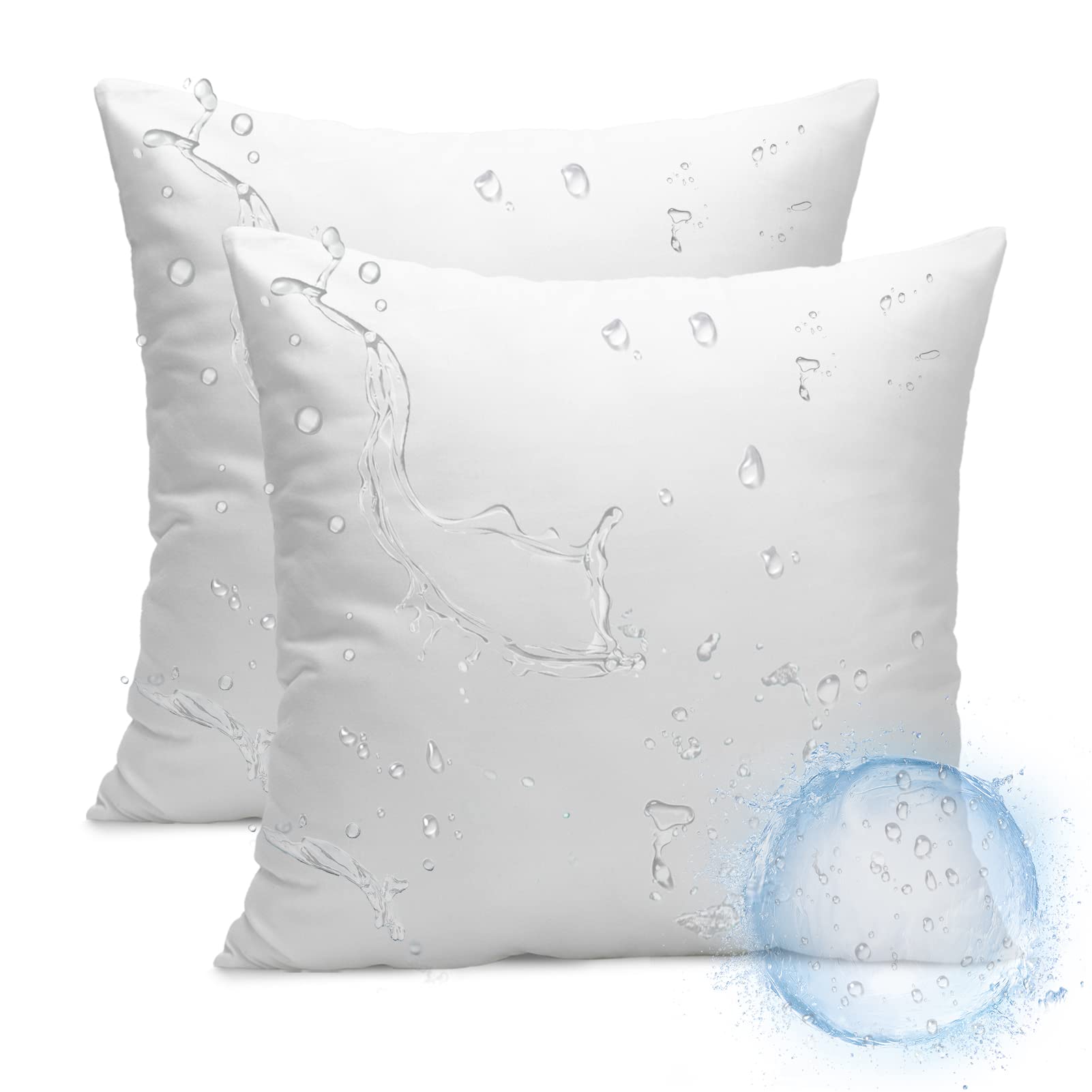 Ashler Outdoor Pillows, 18 x 18 Pillow Inserts Set of 4, Waterproof Throw Pillow Inserts Hypoallergenic for Patio, Water Resistant Indoor Outdoor Decorative