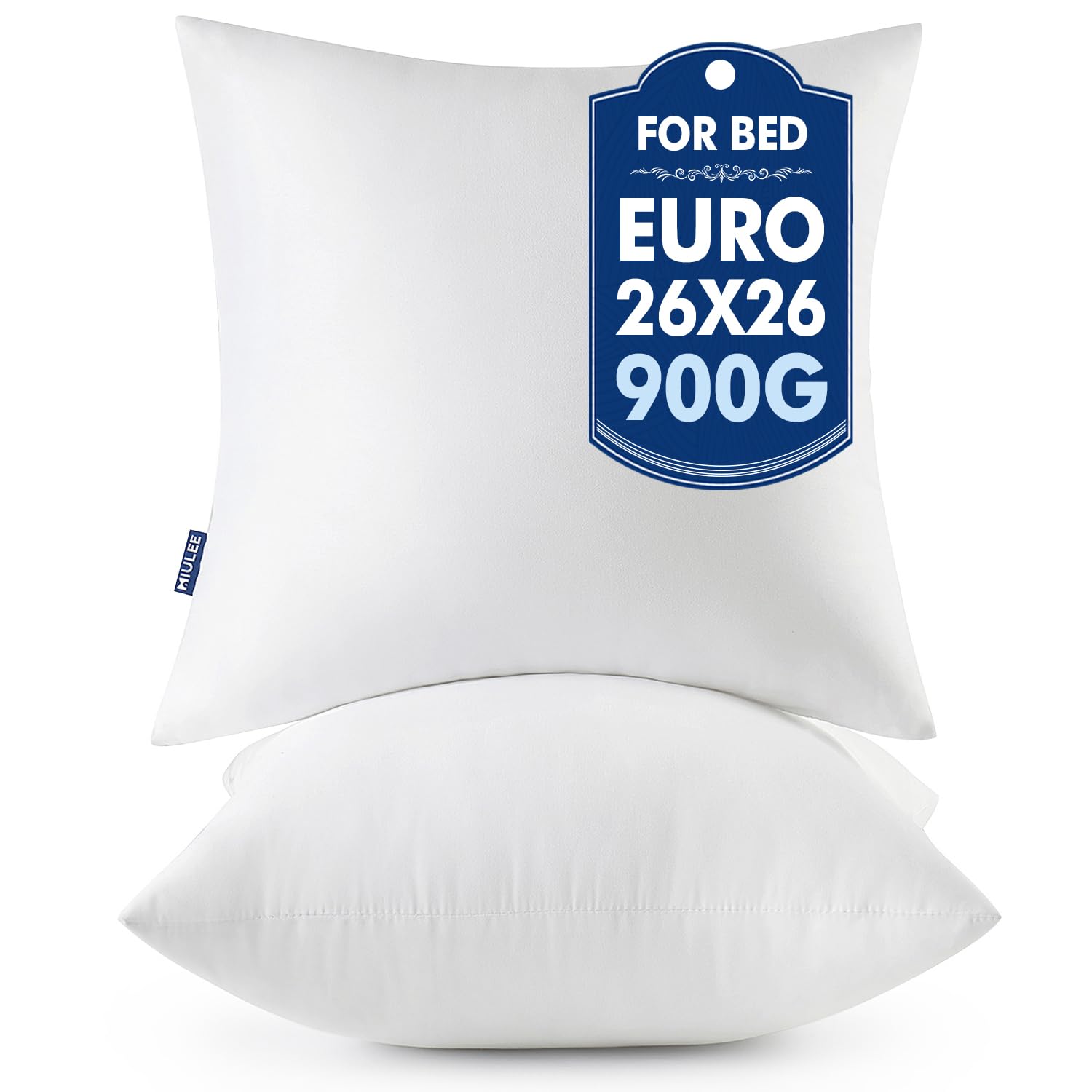 MIULEE Throw Pillows Inserts, Pack of 2 18x18 Inch 100% Virgin Fiber Filling Bed Couch Pillows