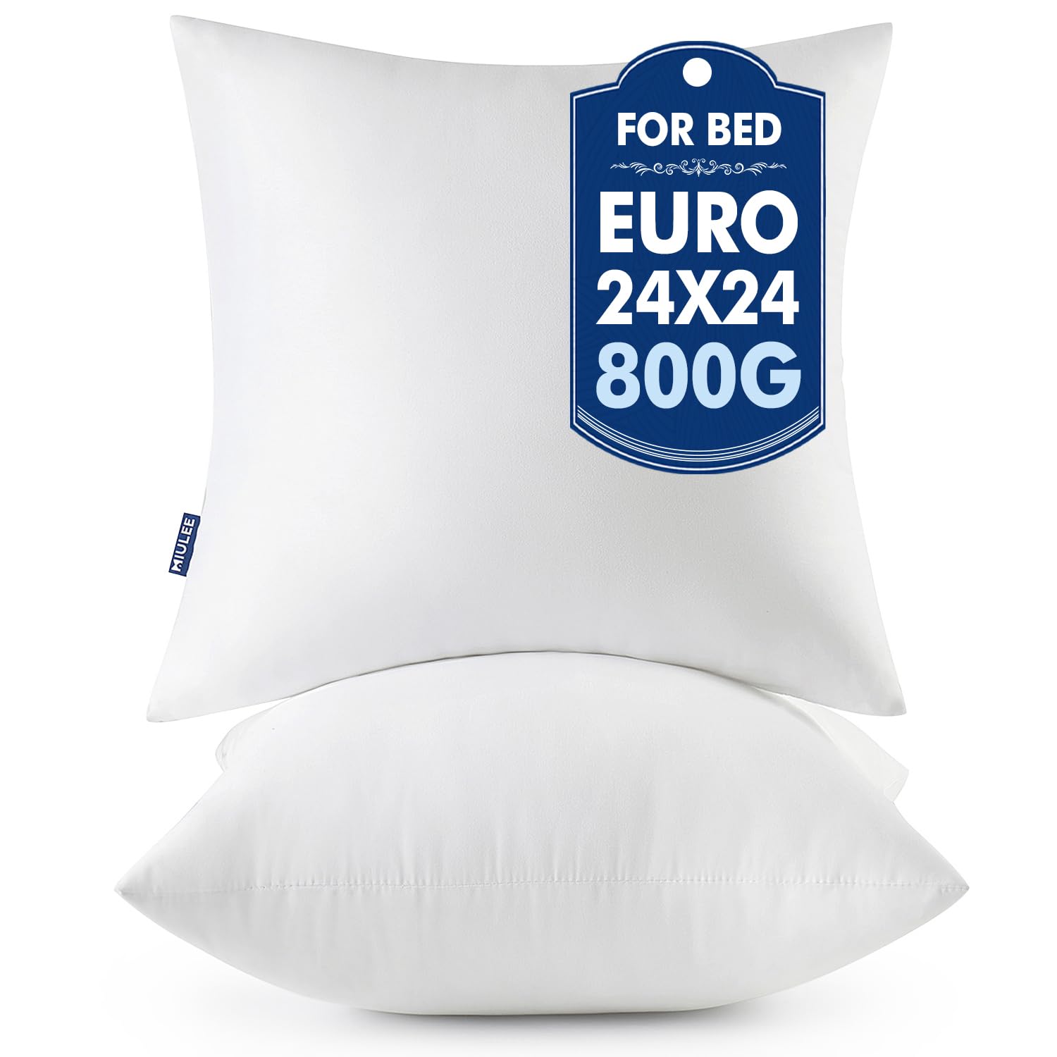 MIULEE Throw Pillows Inserts, Pack of 2 18x18 Inch 100% Virgin Fiber Filling Bed Couch Pillows