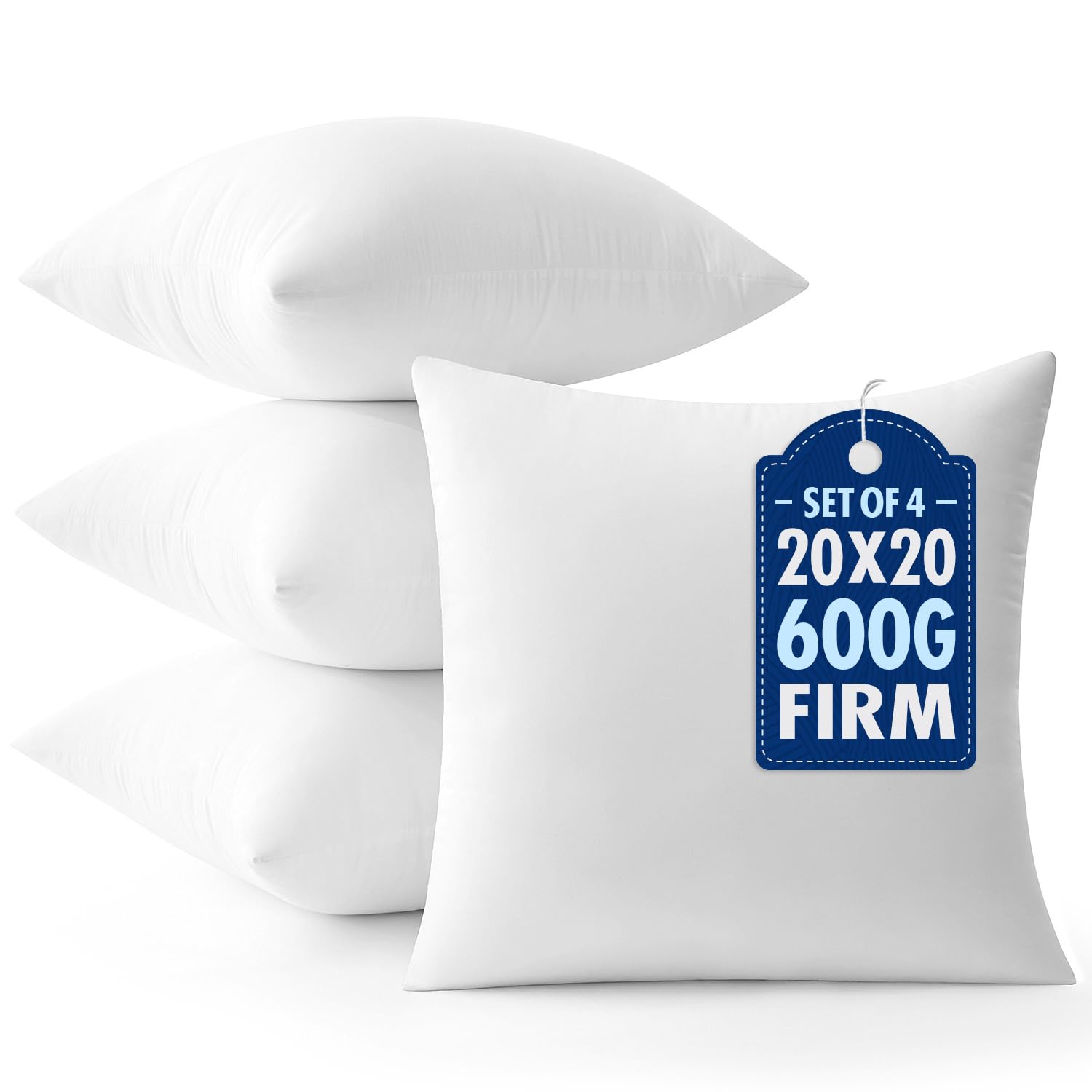 MIULEE Throw Pillows Inserts, Pack of 2 18x18 Inch 100% Virgin Fiber Filling Bed Couch Pillows