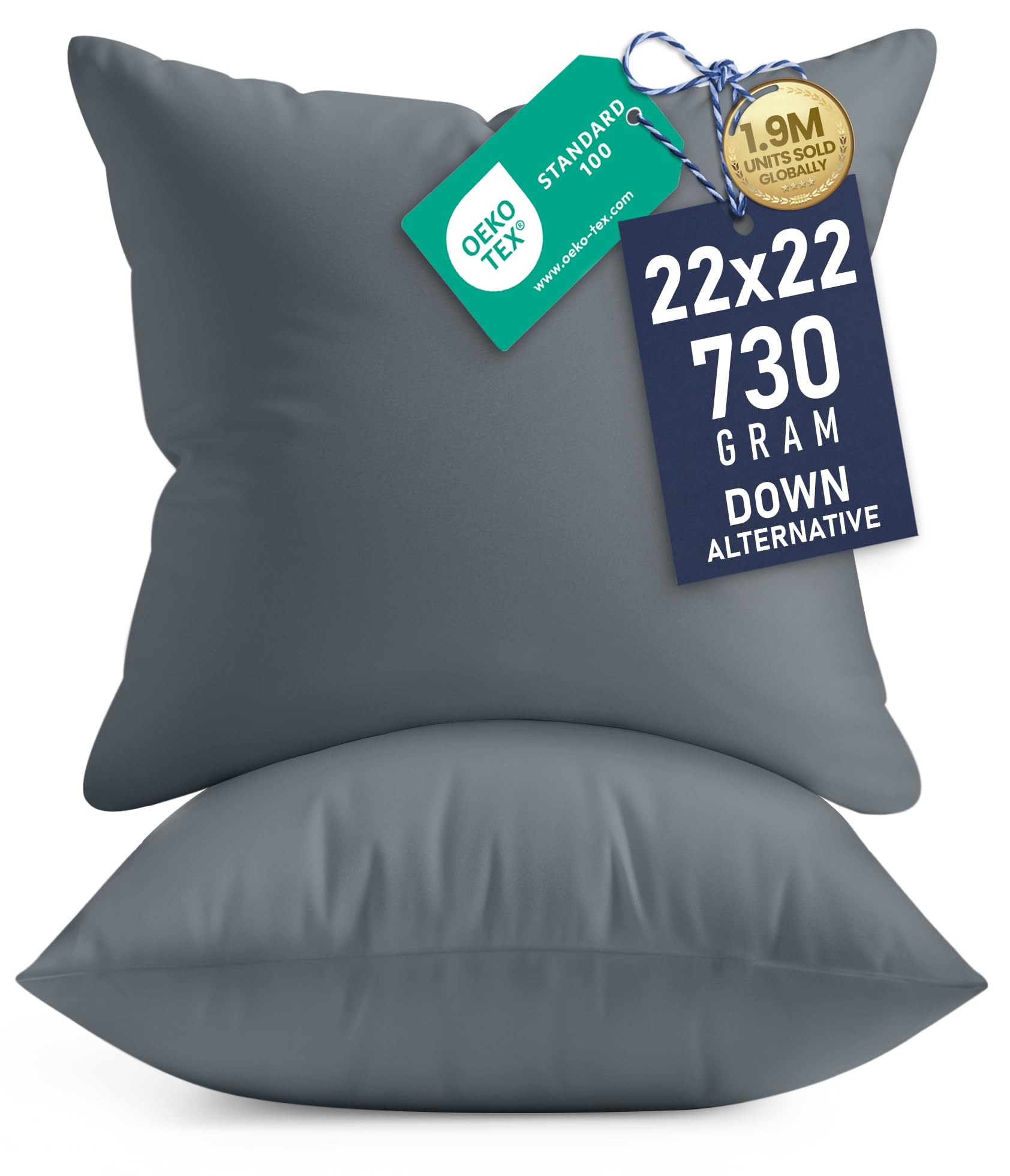 Utopia Bedding 16x16 Pillow Inserts, Set of 2, White – Indoor Decorative Throw Pillows for Bed, Sofa & Couch – Soft, Supportive & Fluffy Cushion Inserts