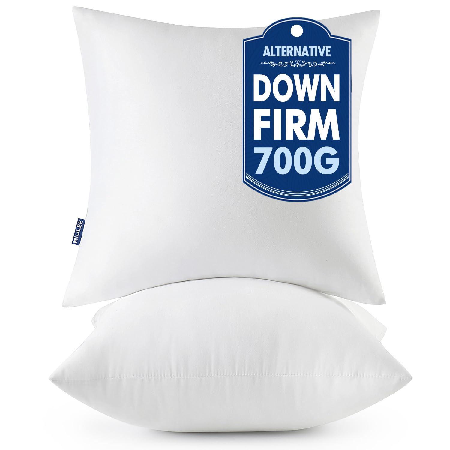 MIULEE Throw Pillows Inserts, Pack of 2 18x18 Inch 100% Virgin Fiber Filling Bed Couch Pillows