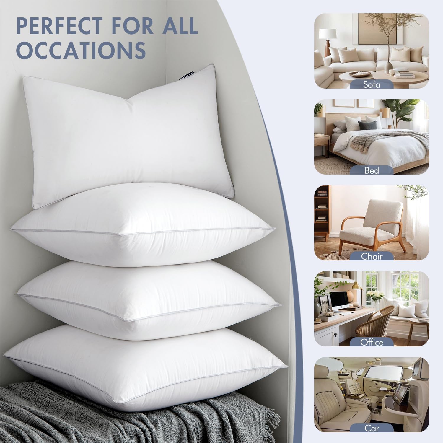 MIULEE 20 x 20 Pillow Inserts (Set of 2) -Throw Pillows for Couch Sofa with 100% Cotton Covers