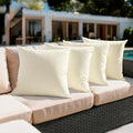 Amazon Basics 4-Piece Outdoor Decorative Throw Pillow Covers, Water Resistant All-Weather Pillow Protectors for The Garden, Patio, Balcony, Couch and Sofa, 18 x 18 Inches, Red