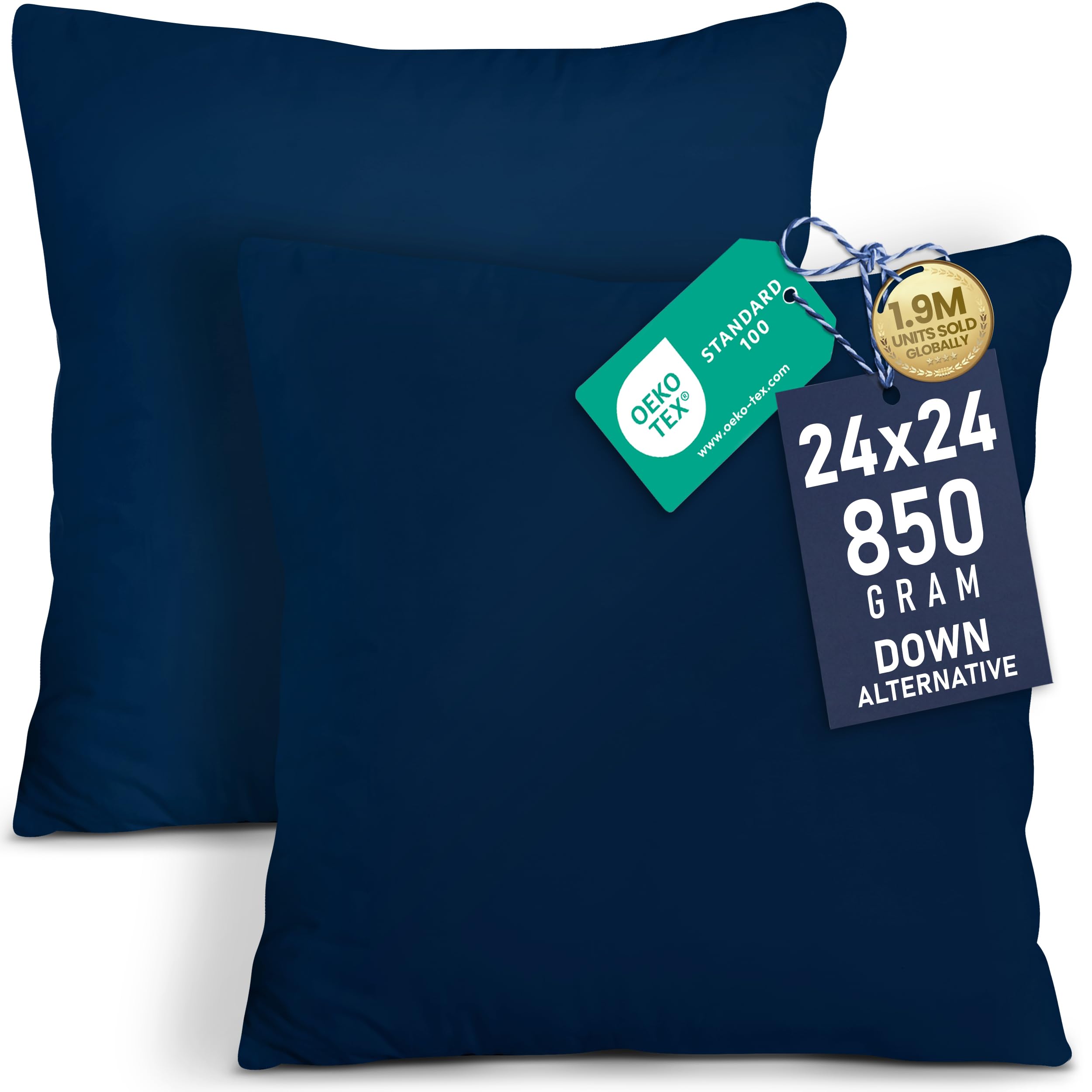 Utopia Bedding 16x16 Pillow Inserts, Set of 2, White – Indoor Decorative Throw Pillows for Bed, Sofa & Couch – Soft, Supportive & Fluffy Cushion Inserts