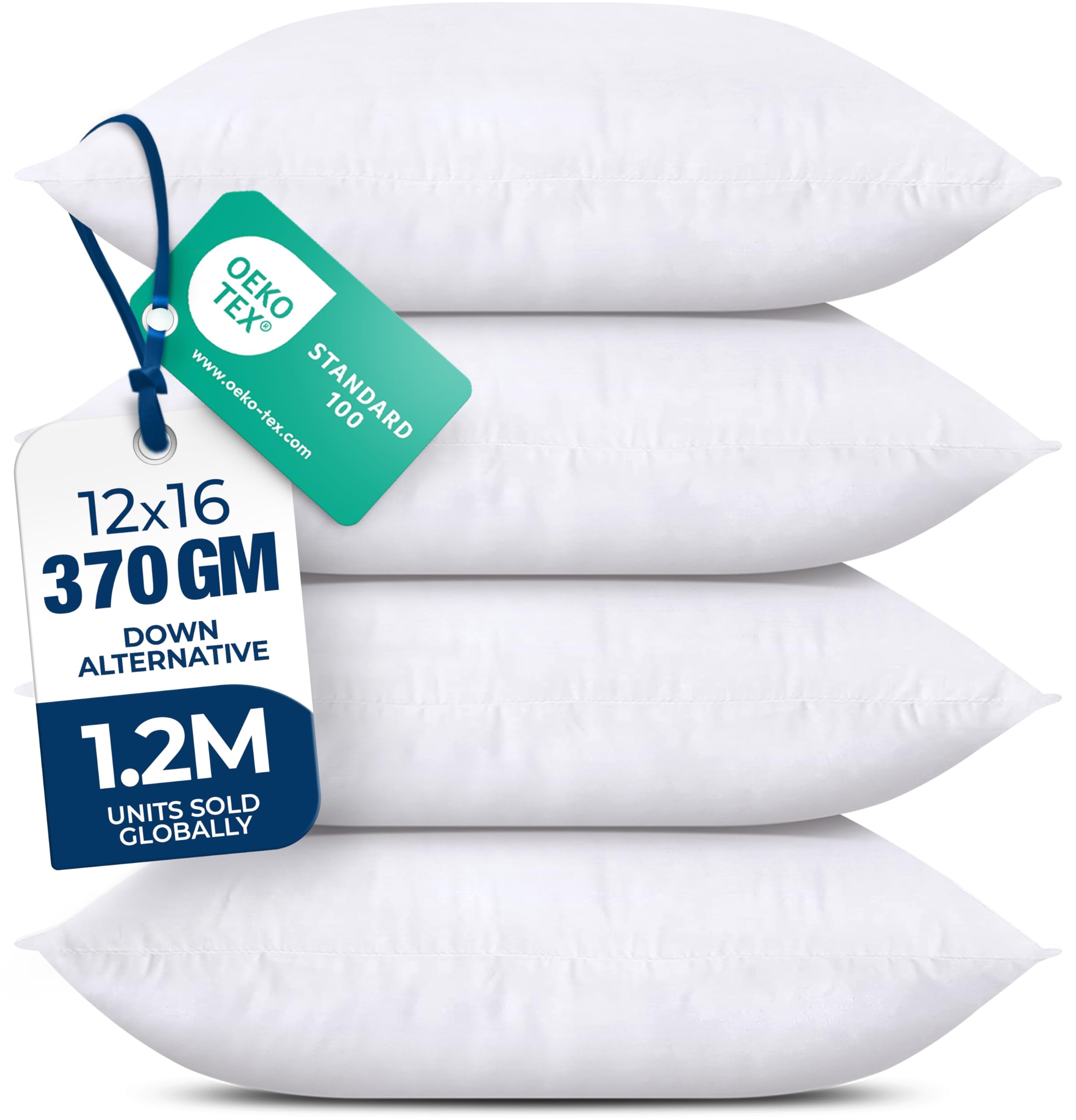 Utopia Bedding Throw Pillows (Set of 4, White) – 18 x 18 Inches Down Alternative Pillows for Bed, Sofa, and Couch - Fluffy Decorative Stuffer Pillow for Indoors & Outdoors