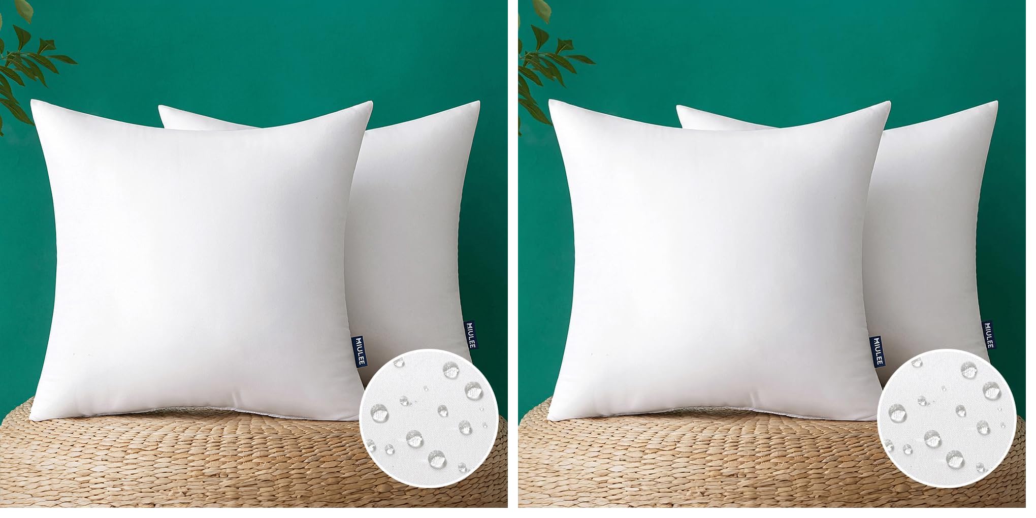 MIULEE Pack of 2 12x20 Inch Outdoor Pillow Inserts Waterproof Decorative Throw Pillow Insert, Rectangle Lumbar Garden Pillow Form for Patio Sofa Couch