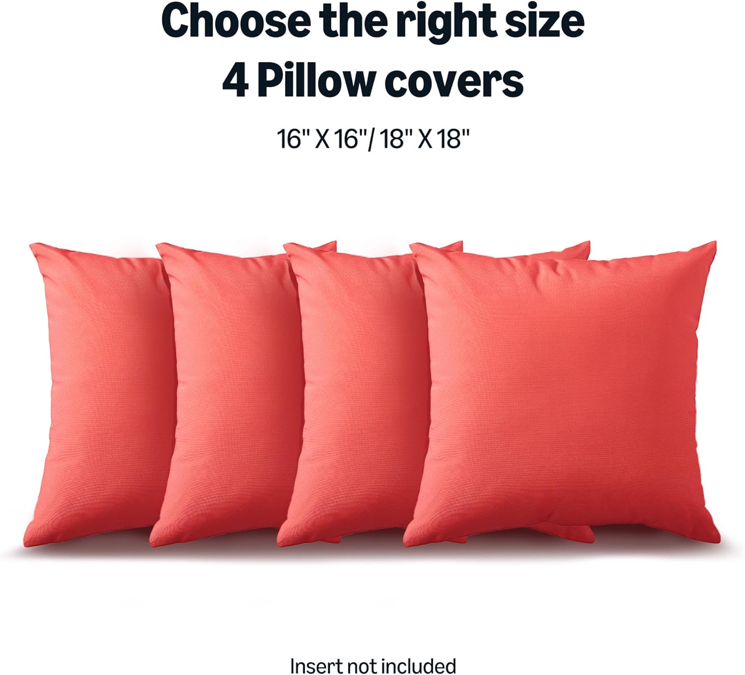 Amazon Basics 4-Piece Outdoor Decorative Throw Pillow Covers, Water Resistant All-Weather Pillow Protectors for The Garden, Patio, Balcony, Couch and Sofa, 18 x 18 Inches, Red
