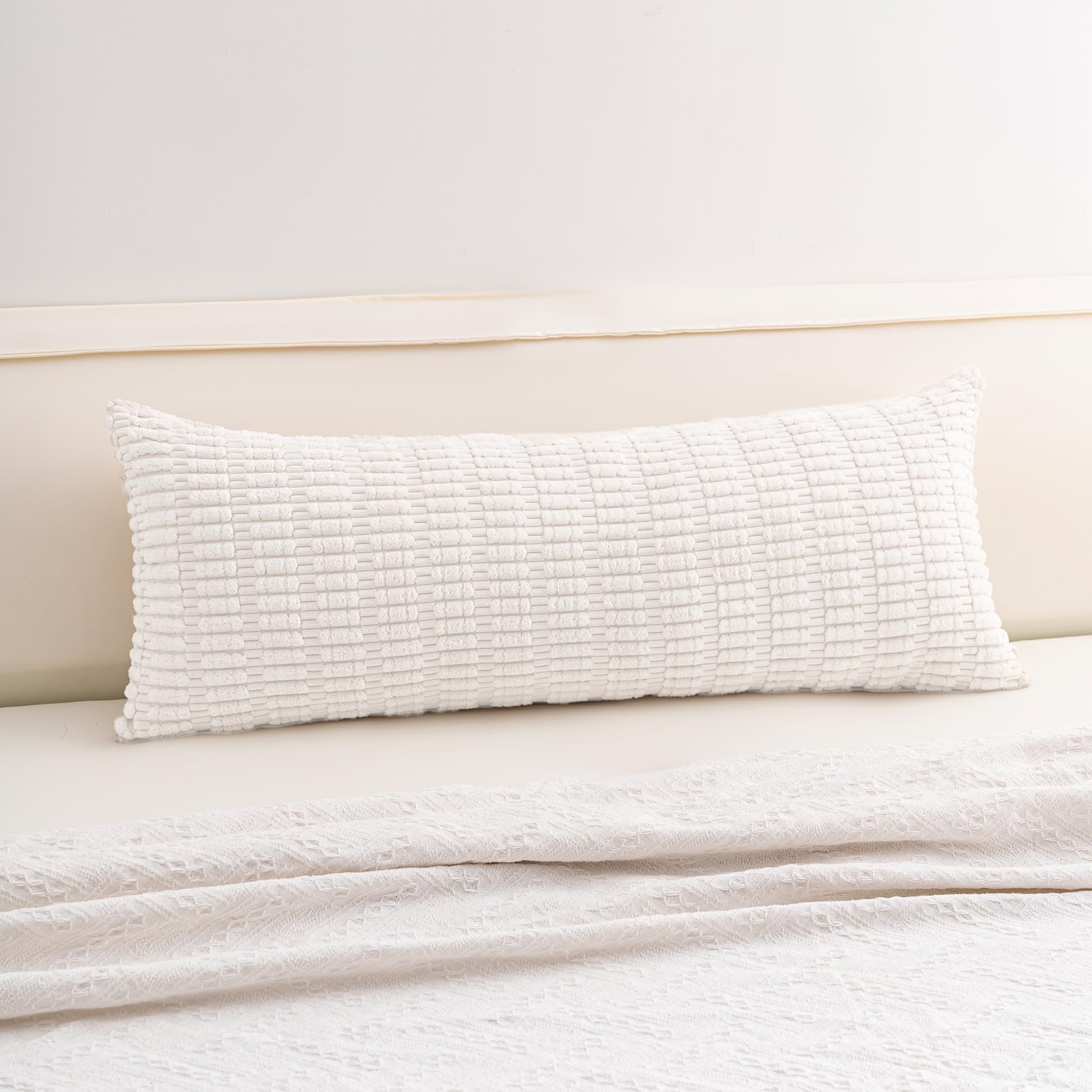 Aegero Pack of 2 Corduroy Decorative Throw Pillow Covers 18x18 Inch Soft Striped Pillow Covers Modern Farmhouse Home Decor for Sofa Living Room Couch Bed(Cream White)