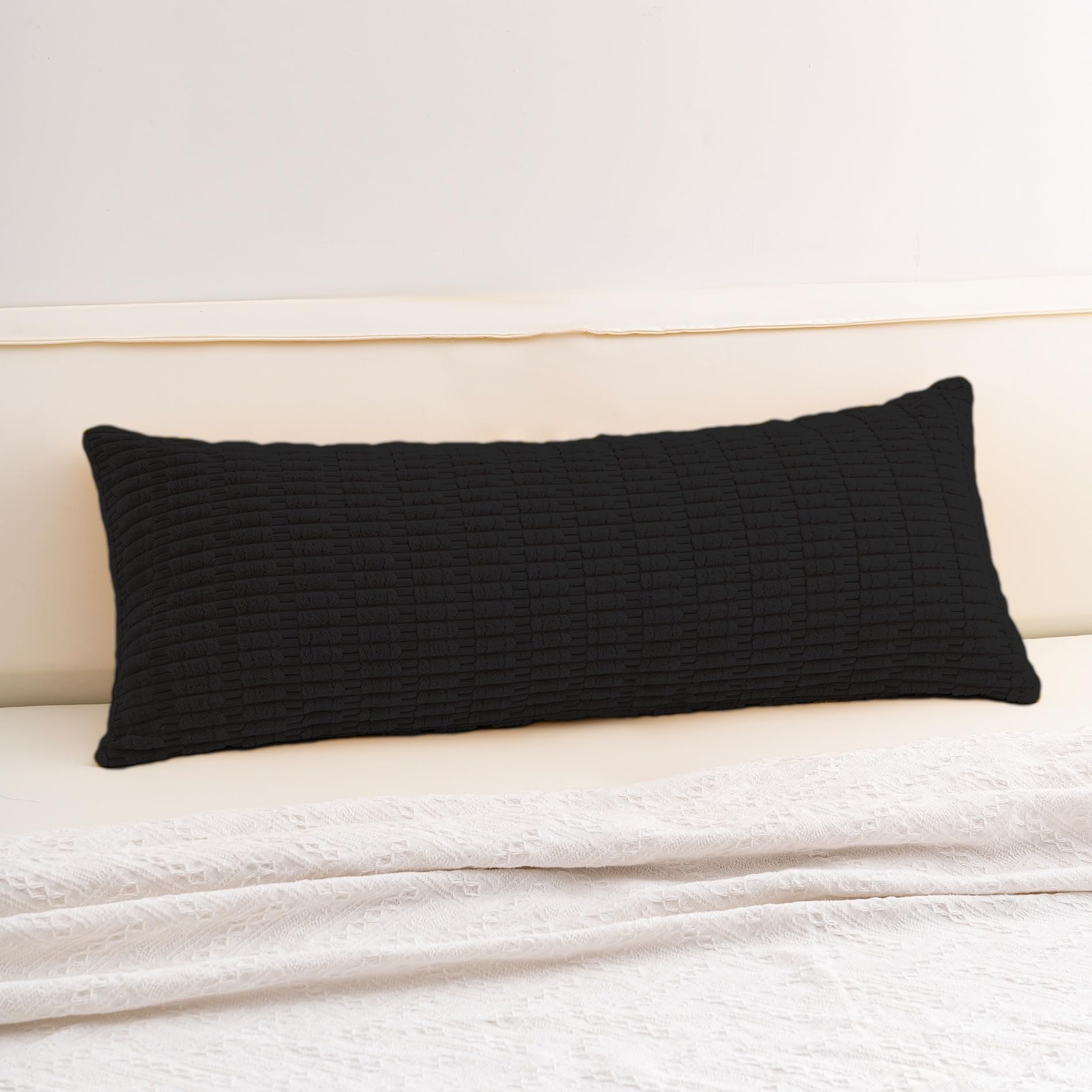 Aegero Pack of 2 Corduroy Decorative Throw Pillow Covers 18x18 Inch Soft Striped Pillow Covers Modern Farmhouse Home Decor for Sofa Living Room Couch Bed(Cream White)