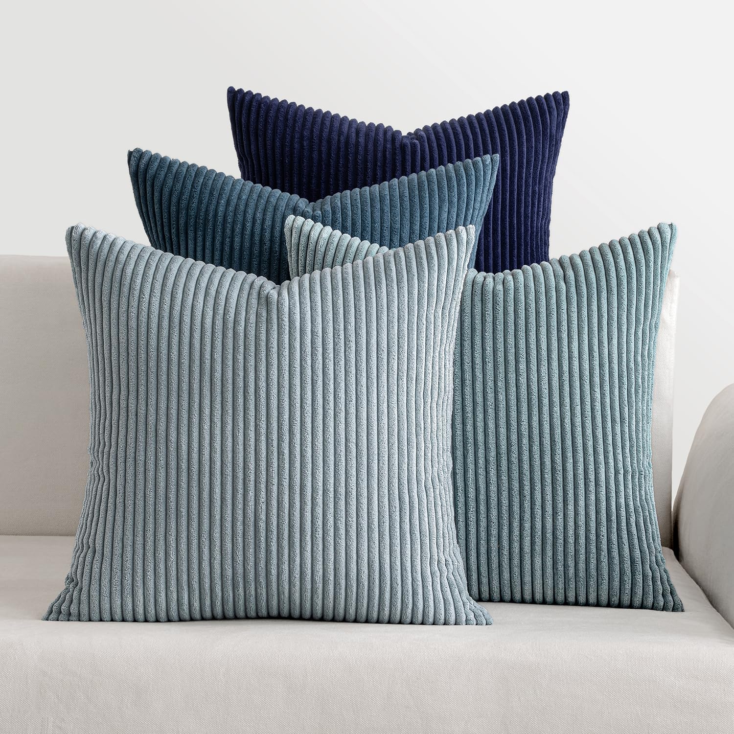 MIULEE Boho Farmhouse Sage Green Throw Pillow Covers 18x18 Inch Set of 4 Mordern Nordic Cushion Covers Soft Corduroy Spring Home Decor for Couch Bed Sofa Living Room Forest Green