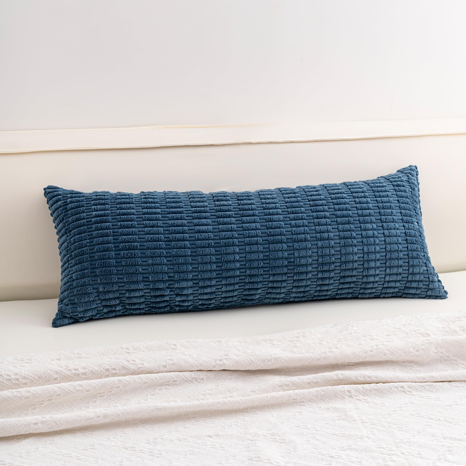 Aegero Pack of 2 Corduroy Decorative Throw Pillow Covers 18x18 Inch Soft Striped Pillow Covers Modern Farmhouse Home Decor for Sofa Living Room Couch Bed(Cream White)