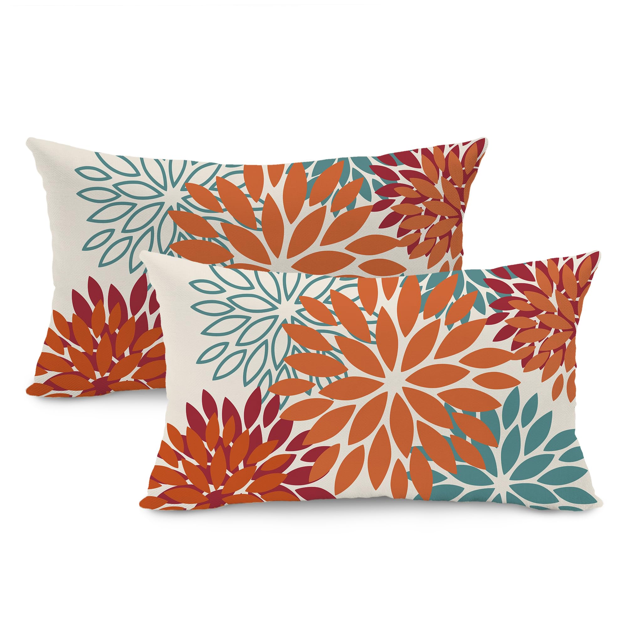 DFXSZ Yellow Blue Flower Pillow Covers 18x18 Inch Set of 2 White Gray Colored Throw Pillows Outdoor Waterproof Decor for Living Room Sofa Patio Funiture Garden Floral Polyester Pillow Covers 002J18
