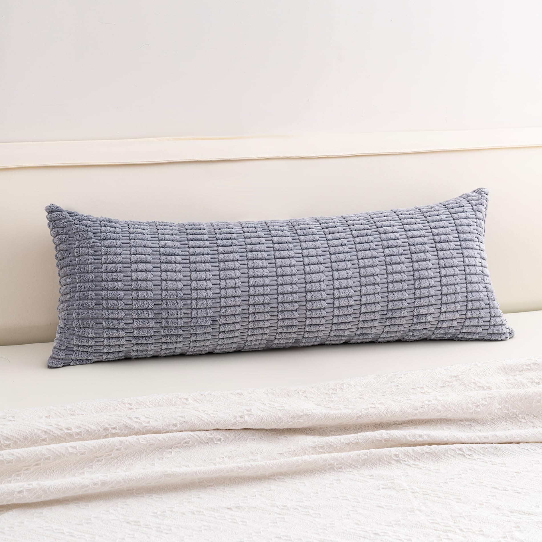 Aegero Pack of 2 Corduroy Decorative Throw Pillow Covers 18x18 Inch Soft Striped Pillow Covers Modern Farmhouse Home Decor for Sofa Living Room Couch Bed(Cream White)