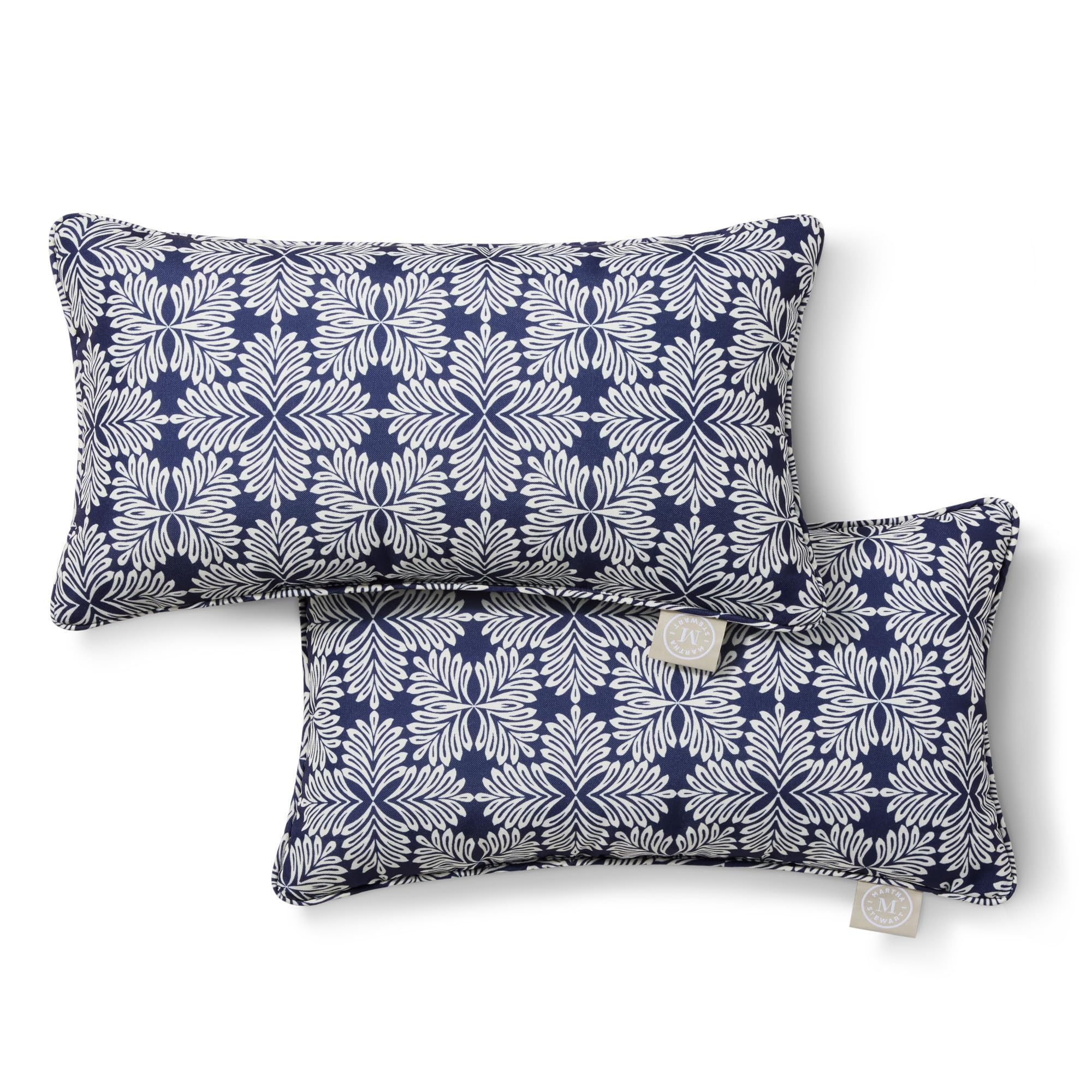 Martha Stewart Tulum Indoor Outdoor Decorative Pillow 2-Pack Set, UV Fade Resistant, Water Repellent, Printed Modern Design, Taupe, 18"x18"