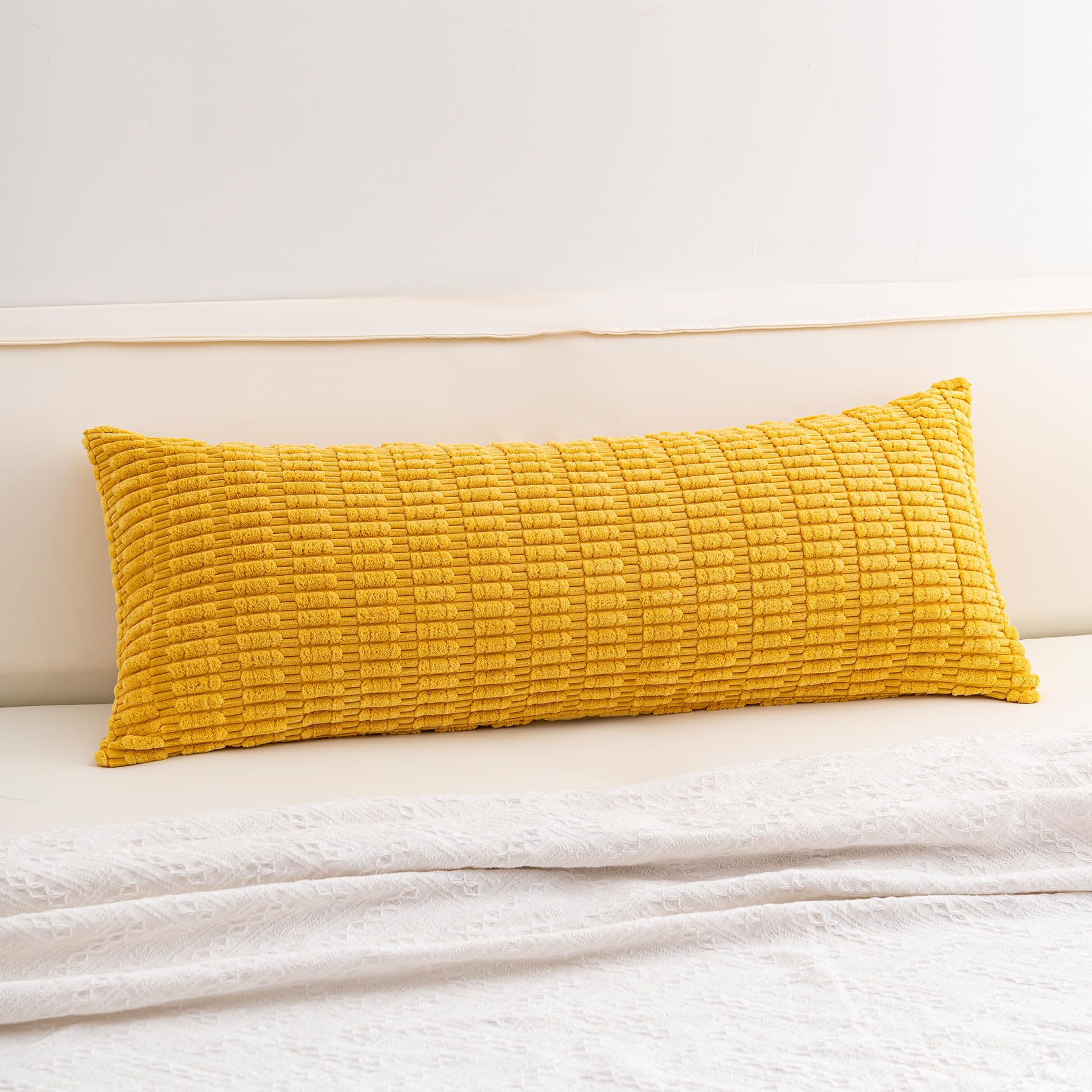Aegero Pack of 2 Corduroy Decorative Throw Pillow Covers 18x18 Inch Soft Striped Pillow Covers Modern Farmhouse Home Decor for Sofa Living Room Couch Bed(Cream White)
