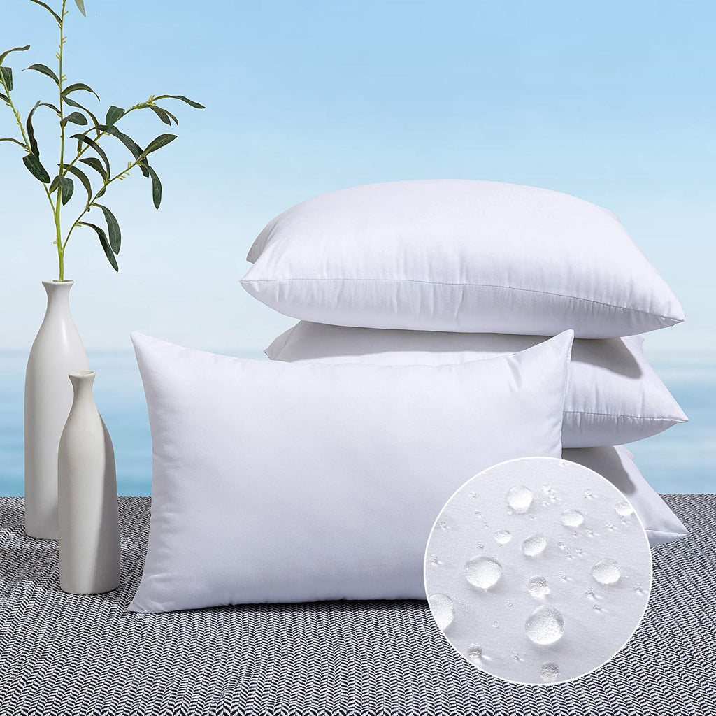 MIULEE Pack of 4 18x18 Outdoor Pillow Inserts, Water-Resistant Throw Pillow Inserts Decorative Premium Square Pillow Stuffer Sham for Porch Swing Couch Sofa Cushion Patio Furniture