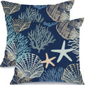 GEEORY Summer Pillow Cover 12x20 Inch - Starfish Seaweed Seashell Coastal Decor in Soft Blue, Nautical Beach Throw Pillow Case for Sofa, Couch, Living Room, Bedroom