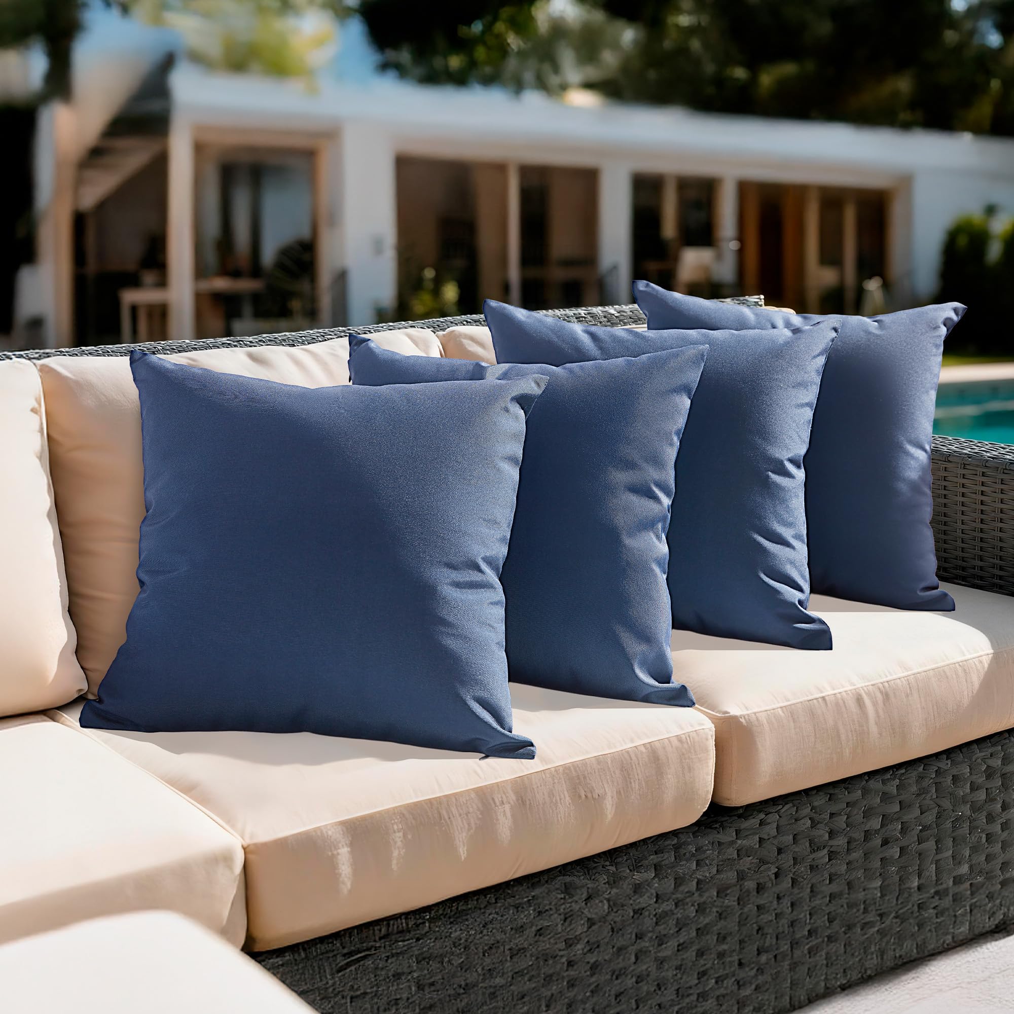 Amazon Basics 4-Piece Outdoor Decorative Throw Pillow Covers, Water Resistant All-Weather Pillow Protectors for The Garden, Patio, Balcony, Couch and Sofa, 18 x 18 Inches, Red