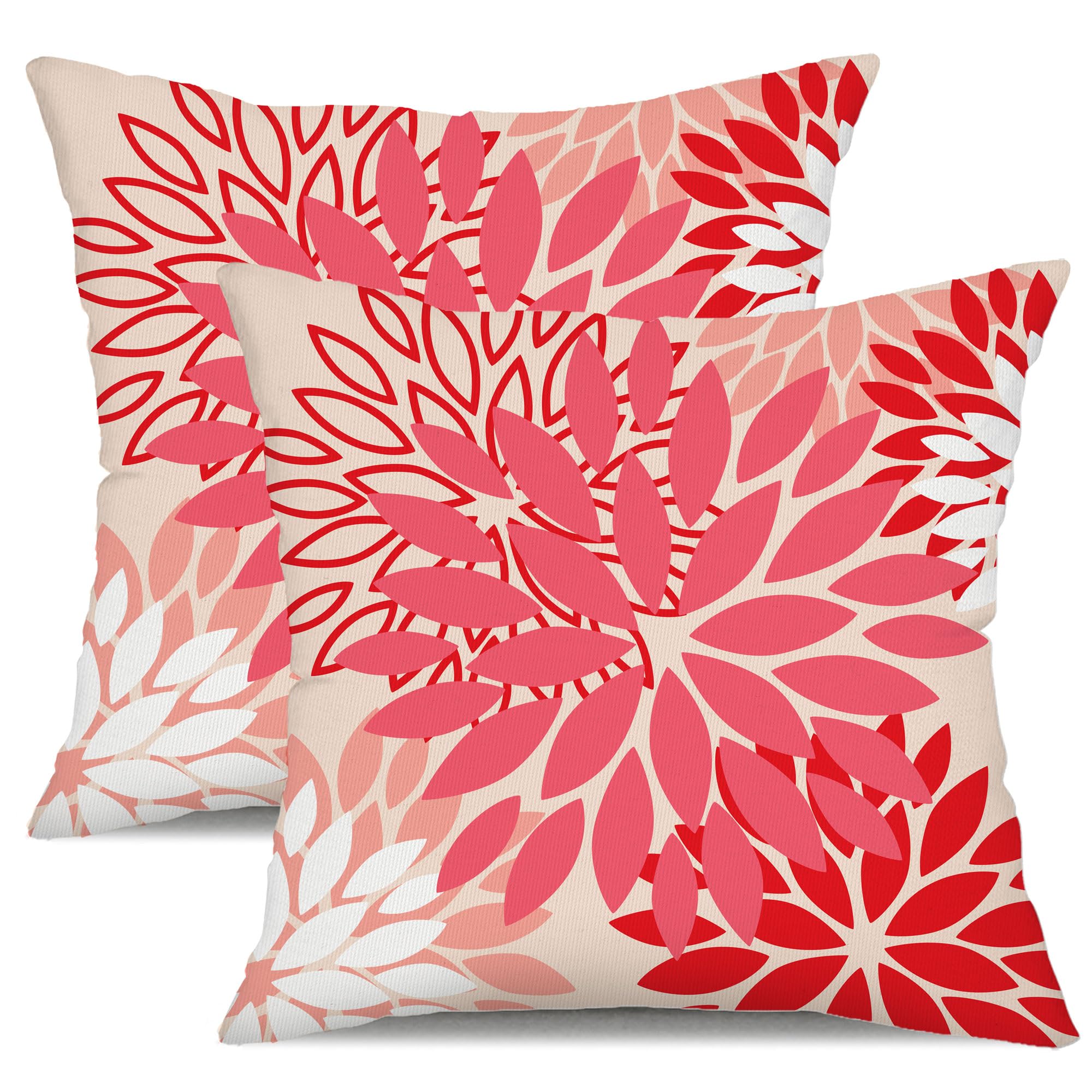 DFXSZ Yellow Blue Flower Pillow Covers 18x18 Inch Set of 2 White Gray Colored Throw Pillows Outdoor Waterproof Decor for Living Room Sofa Patio Funiture Garden Floral Polyester Pillow Covers 002J18
