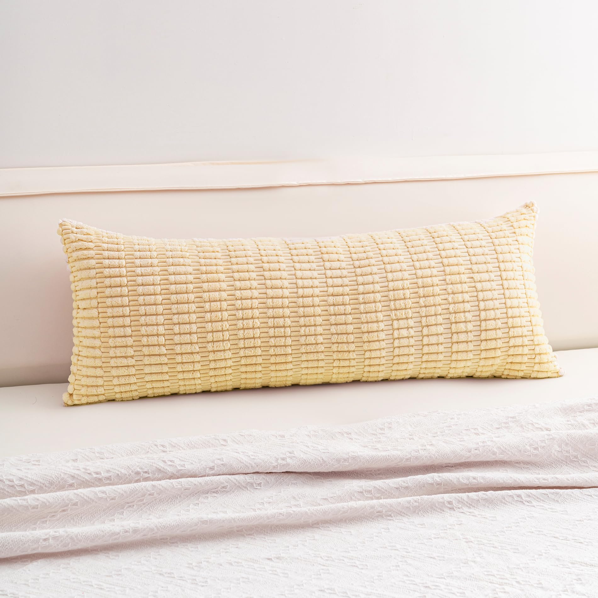Aegero Pack of 2 Corduroy Decorative Throw Pillow Covers 18x18 Inch Soft Striped Pillow Covers Modern Farmhouse Home Decor for Sofa Living Room Couch Bed(Cream White)