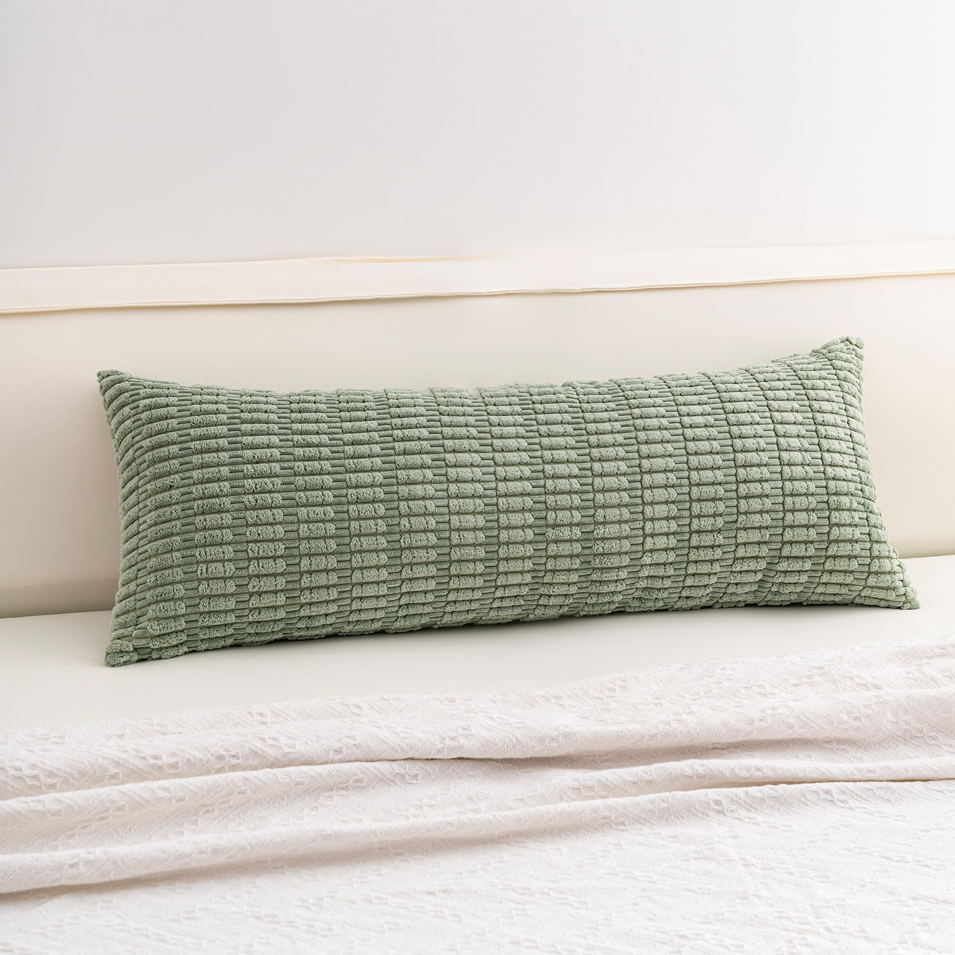 Aegero Pack of 2 Corduroy Decorative Throw Pillow Covers 18x18 Inch Soft Striped Pillow Covers Modern Farmhouse Home Decor for Sofa Living Room Couch Bed(Cream White)