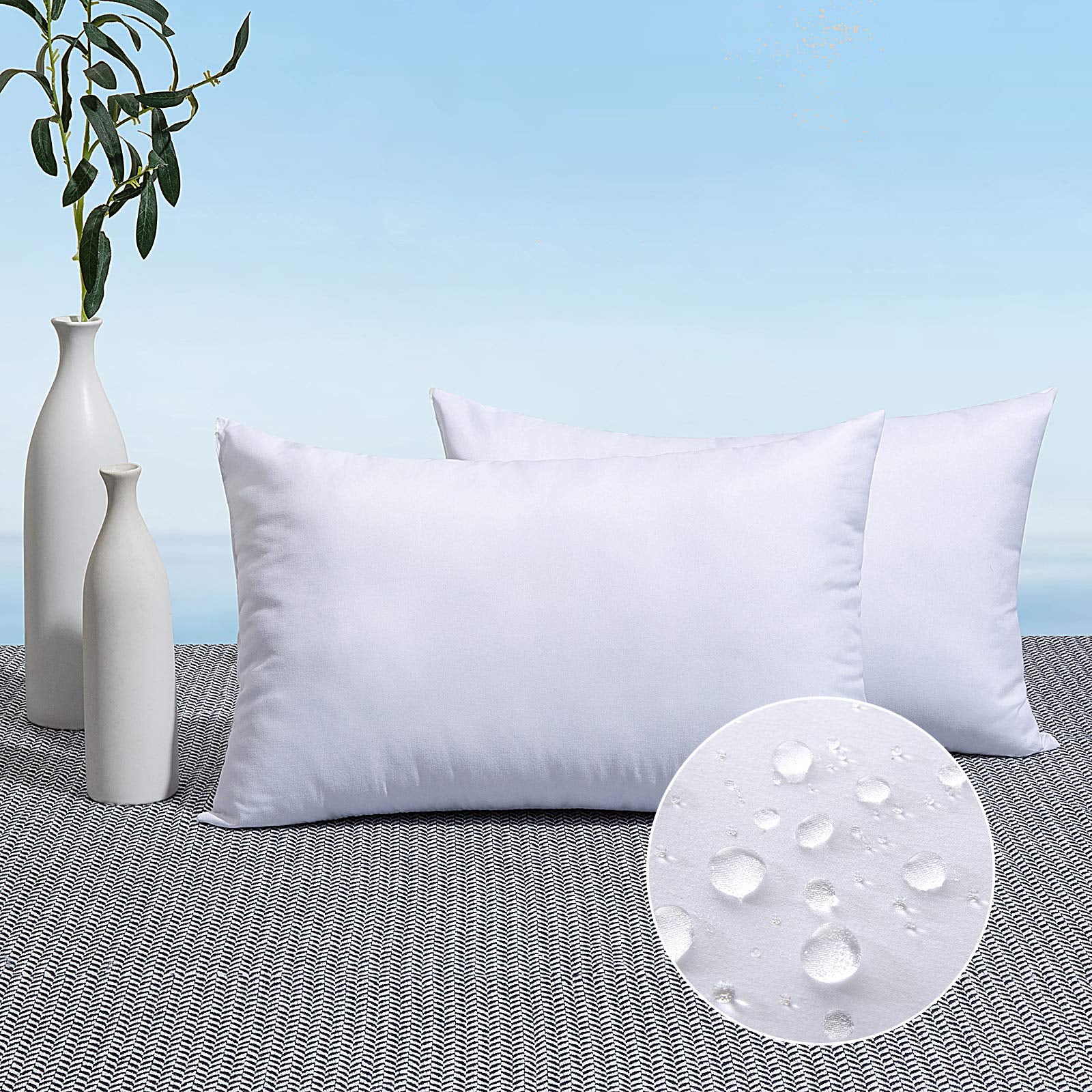MIULEE Pack of 2 18x18 Outdoor Pillow Inserts, Outdoor Throw Pillows Water-Resistant Decorative Premium Square Pillow Stuffer Sham for Porch Swing Couch Sofa Cushion Patio Furniture