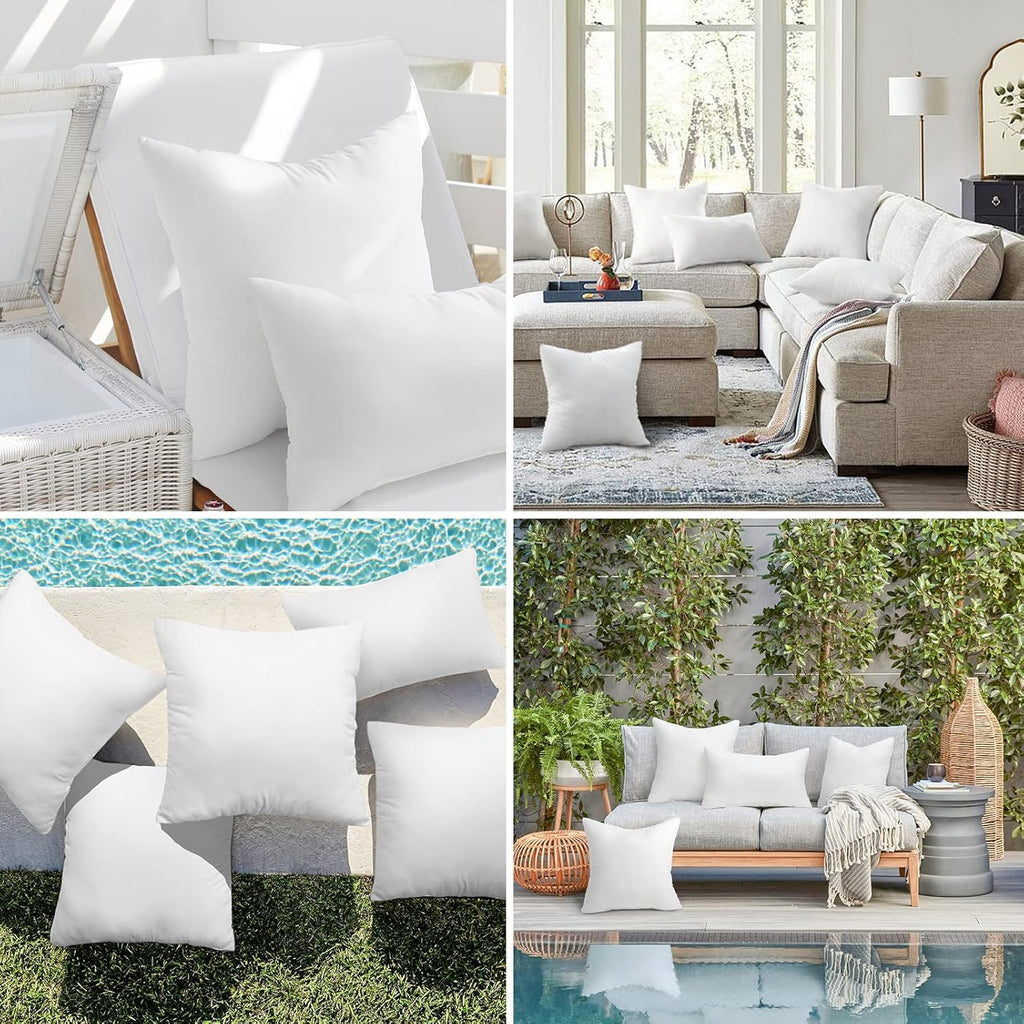 Ashler Outdoor Pillows, 18 x 18 Pillow Inserts Set of 4, Waterproof Throw Pillow Inserts Hypoallergenic for Patio, Water Resistant Indoor Outdoor Decorative