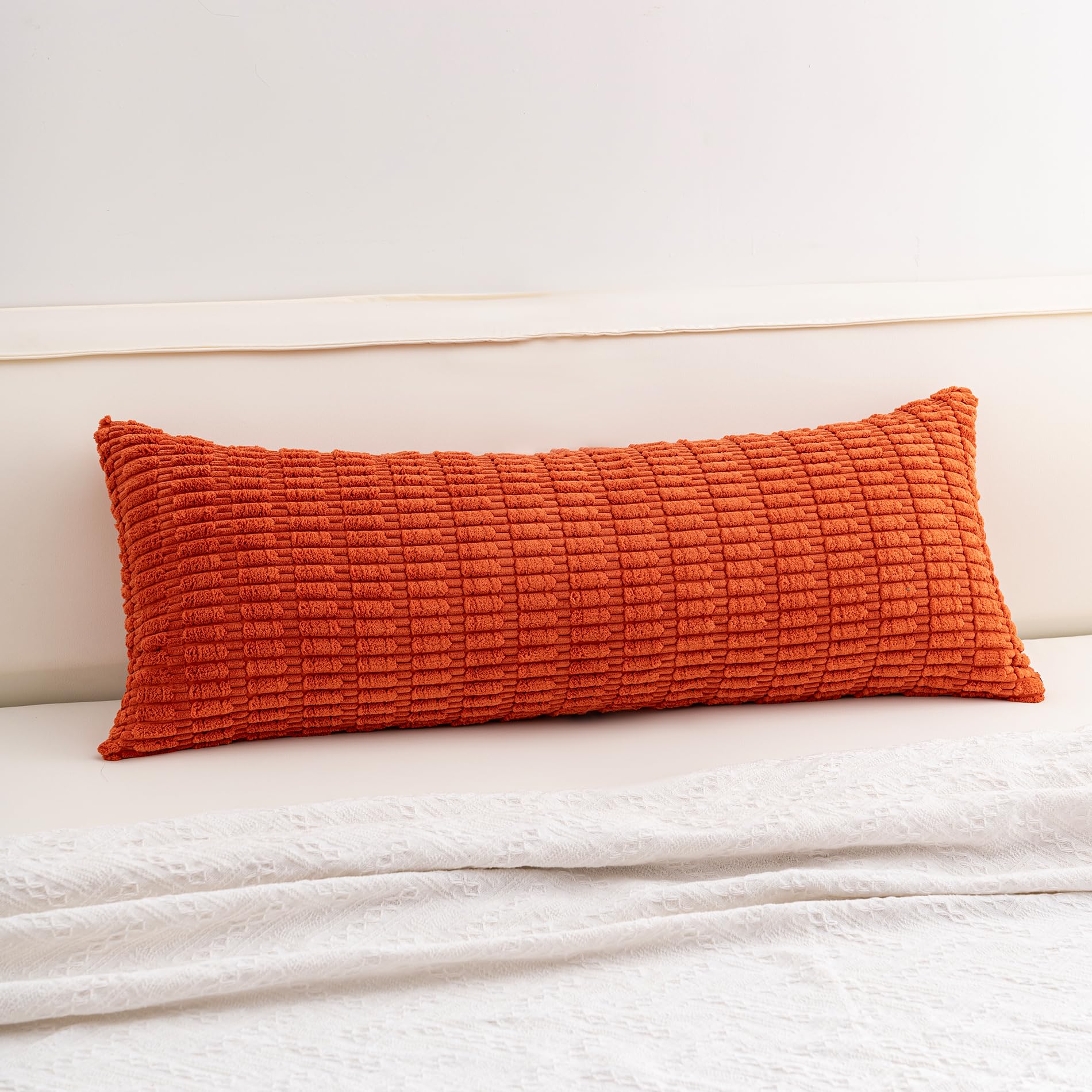 Aegero Pack of 2 Corduroy Decorative Throw Pillow Covers 18x18 Inch Soft Striped Pillow Covers Modern Farmhouse Home Decor for Sofa Living Room Couch Bed(Cream White)