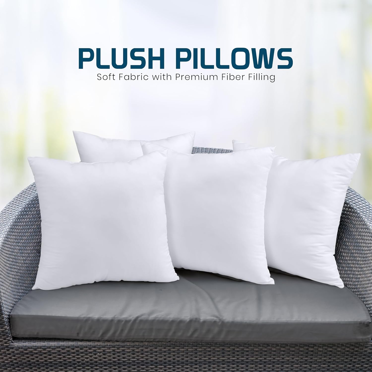 Utopia Bedding Throw Pillows (Set of 4, White) – 20 x 20 Inches Down Alternative Pillows for Bed, Sofa, and Couch - Fluffy Decorative Stuffer Pillow for Indoors & Outdoors