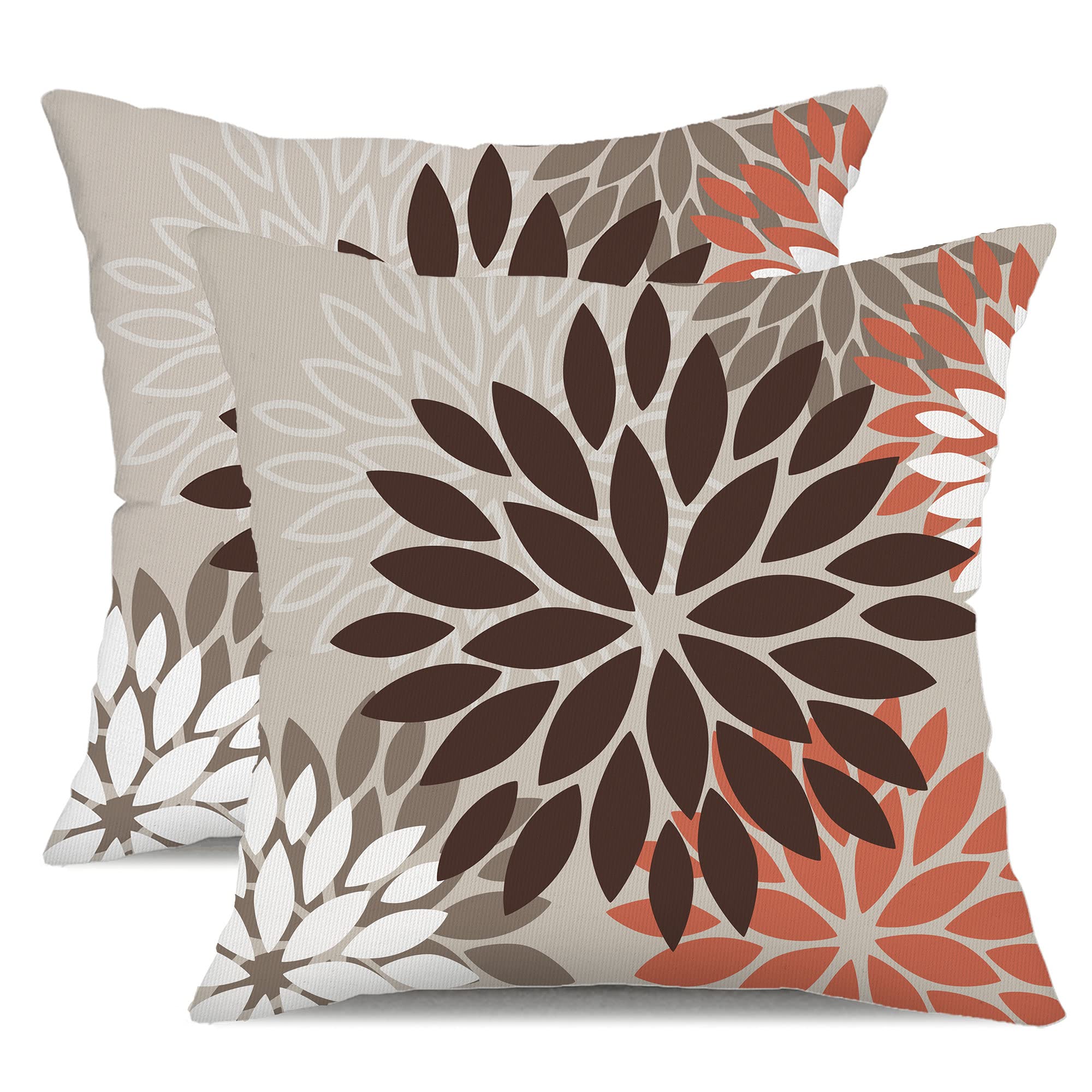 DFXSZ Yellow Blue Flower Pillow Covers 18x18 Inch Set of 2 White Gray Colored Throw Pillows Outdoor Waterproof Decor for Living Room Sofa Patio Funiture Garden Floral Polyester Pillow Covers 002J18