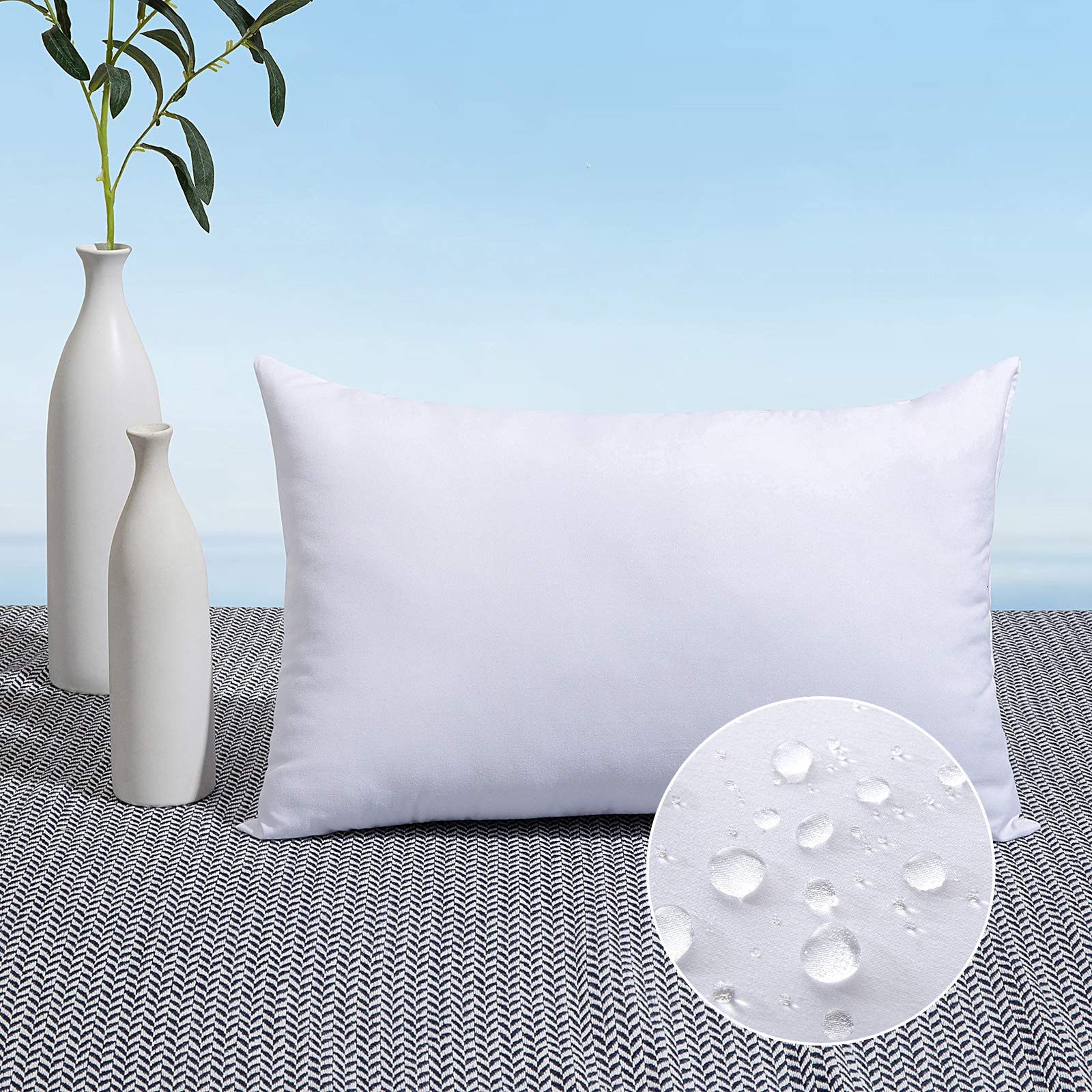 MIULEE Pack of 2 18x18 Outdoor Pillow Inserts, Outdoor Throw Pillows Water-Resistant Decorative Premium Square Pillow Stuffer Sham for Porch Swing Couch Sofa Cushion Patio Furniture