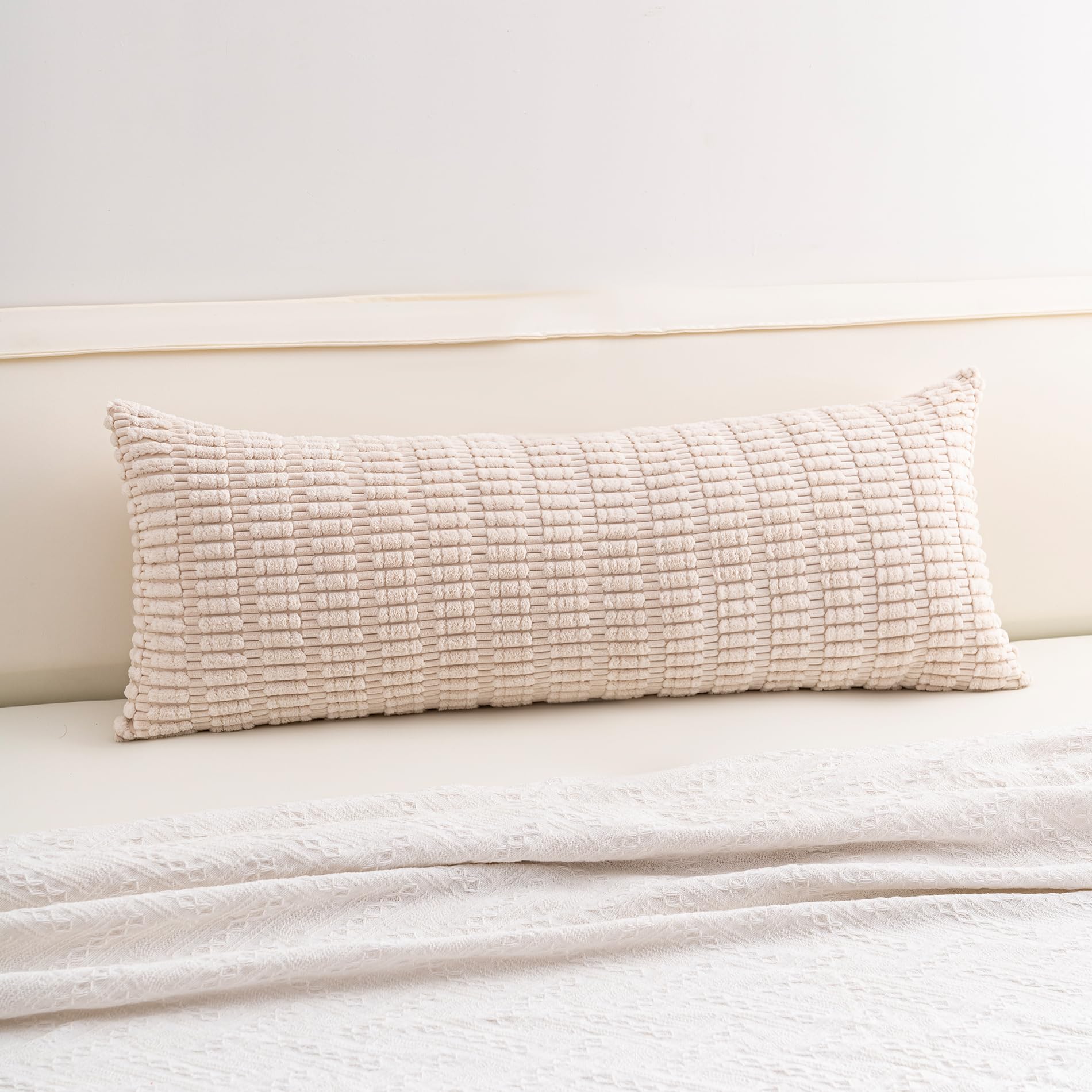 Aegero Pack of 2 Corduroy Decorative Throw Pillow Covers 18x18 Inch Soft Striped Pillow Covers Modern Farmhouse Home Decor for Sofa Living Room Couch Bed(Cream White)