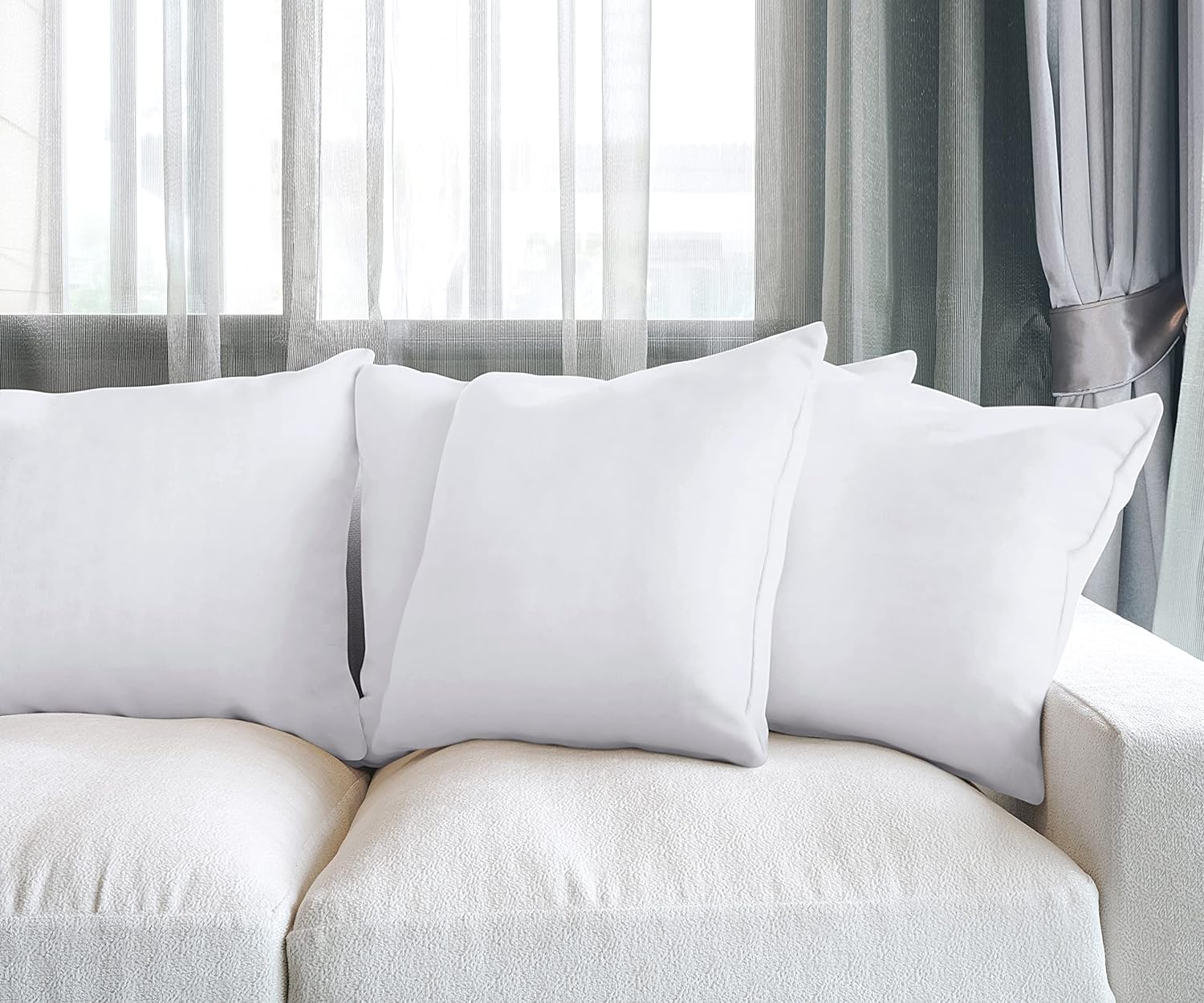 Utopia Bedding Throw Pillows (Set of 4, White) – 20 x 20 Inches Down Alternative Pillows for Bed, Sofa, and Couch - Fluffy Decorative Stuffer Pillow for Indoors & Outdoors