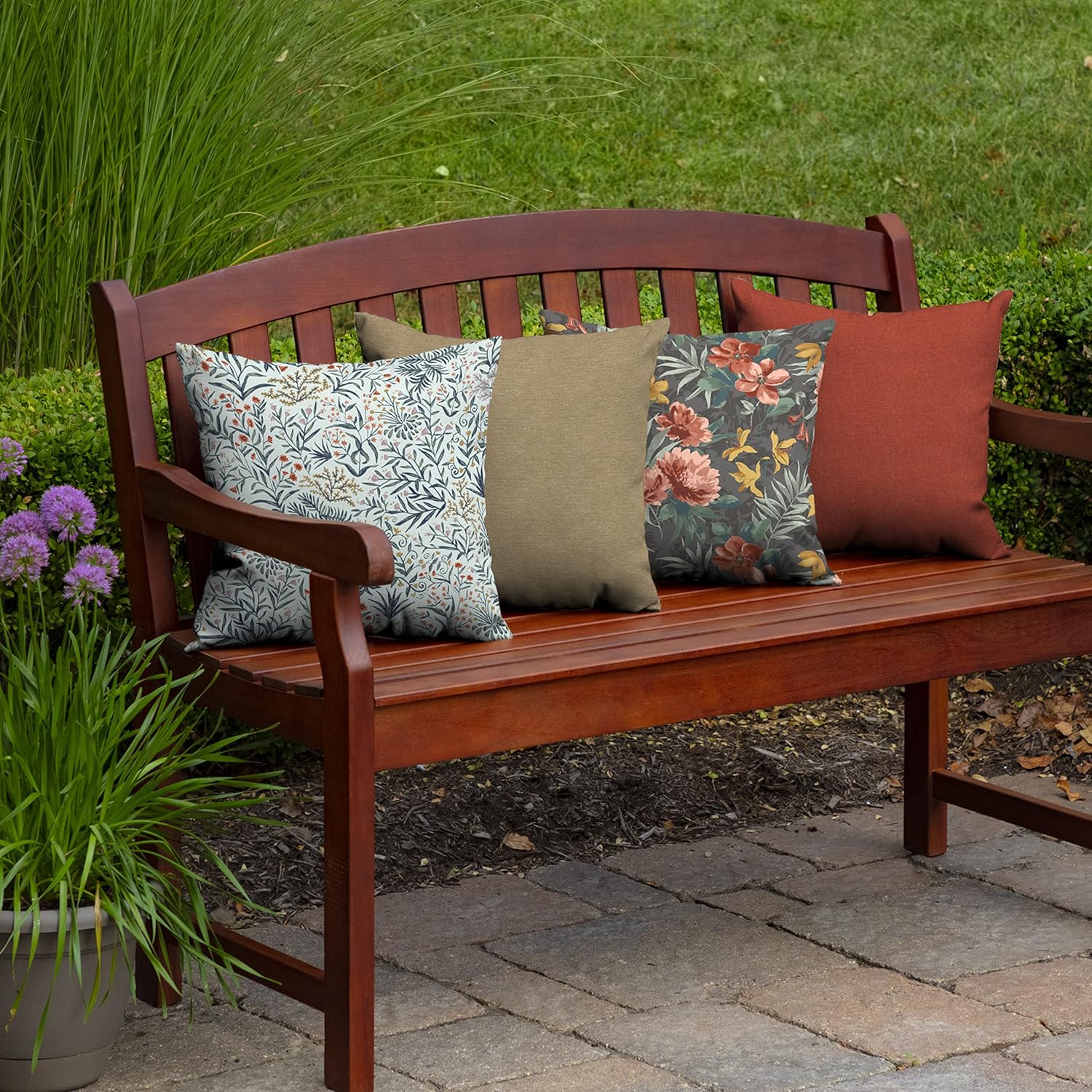 Arden Outdoor Toss Pillow, 2 Pack, 16 x 16, Rain-Proof, Fade Resistant Pistachio Botanical