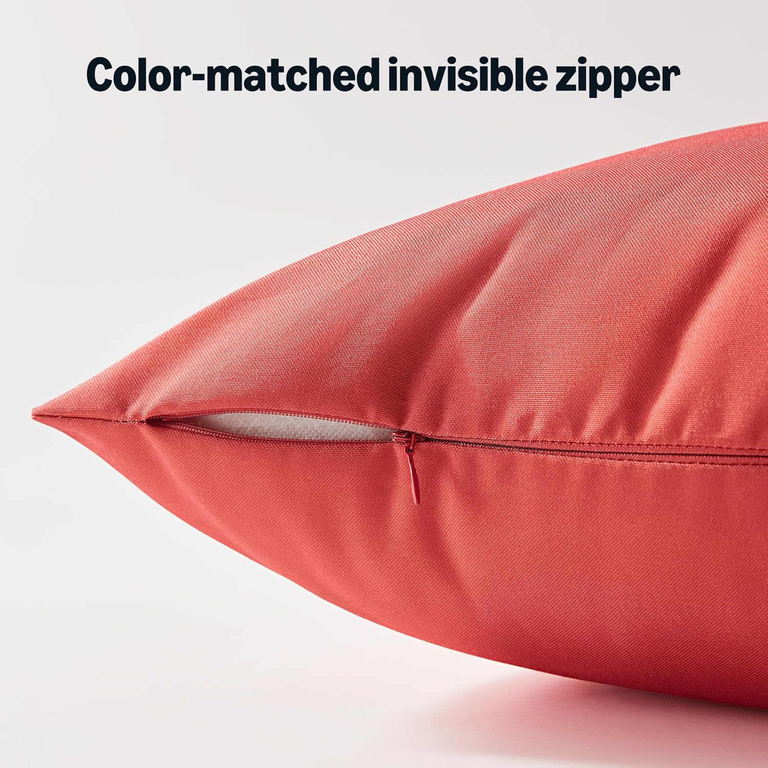 Amazon Basics 4-Piece Outdoor Decorative Throw Pillow Covers, Water Resistant All-Weather Pillow Protectors for The Garden, Patio, Balcony, Couch and Sofa, 18 x 18 Inches, Red