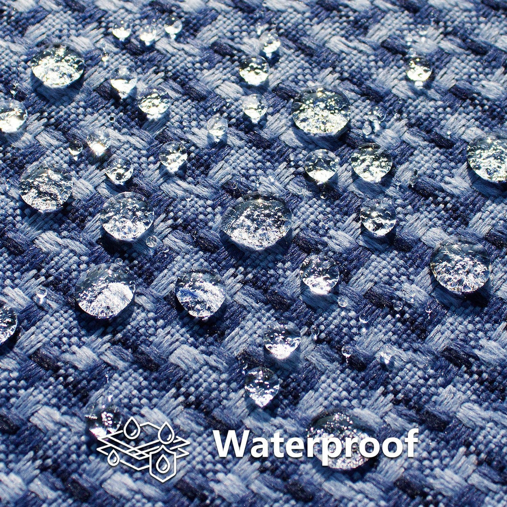 Kevin Textile Outdoor Waterproof Throw Pillow Covers Pack of 2 Weaving Texture Water Resistant Outside Decorative Cushion Covers for Garden Patio Tent Balcony Bench Couch Sofa 18x18 Inch, Navy Blue