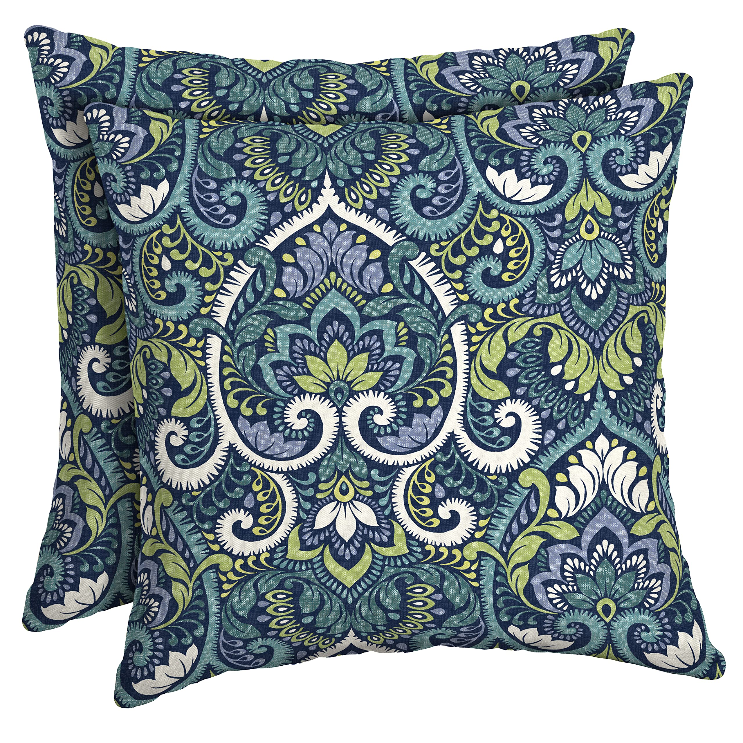 Arden Outdoor Toss Pillow, 2 Pack, 16 x 16, Rain-Proof, Fade Resistant Pistachio Botanical